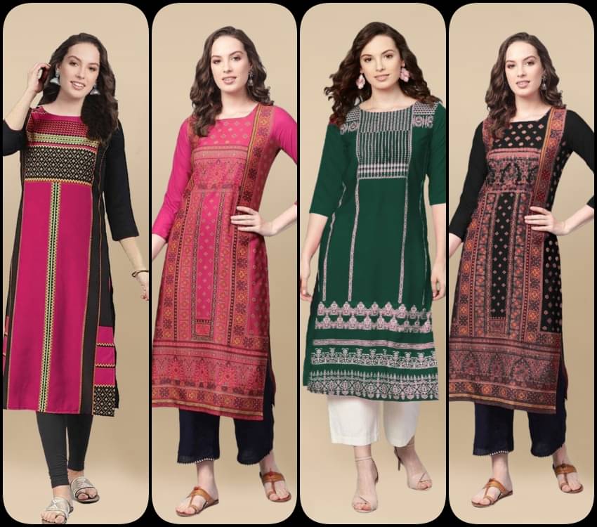 Sn Enterprise Women's Crepe Printed Straight Kurti - ( Multicolor ) Sn Enterprise Women's Crepe Printed Straight Kurti - ( Multicolor )