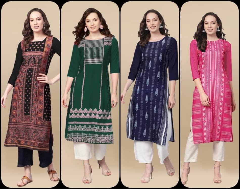 Sn Enterprise Women's Crepe Printed Straight Kurti - ( Multicolor ) Sn Enterprise Women's Crepe Printed Straight Kurti - ( Multicolor )