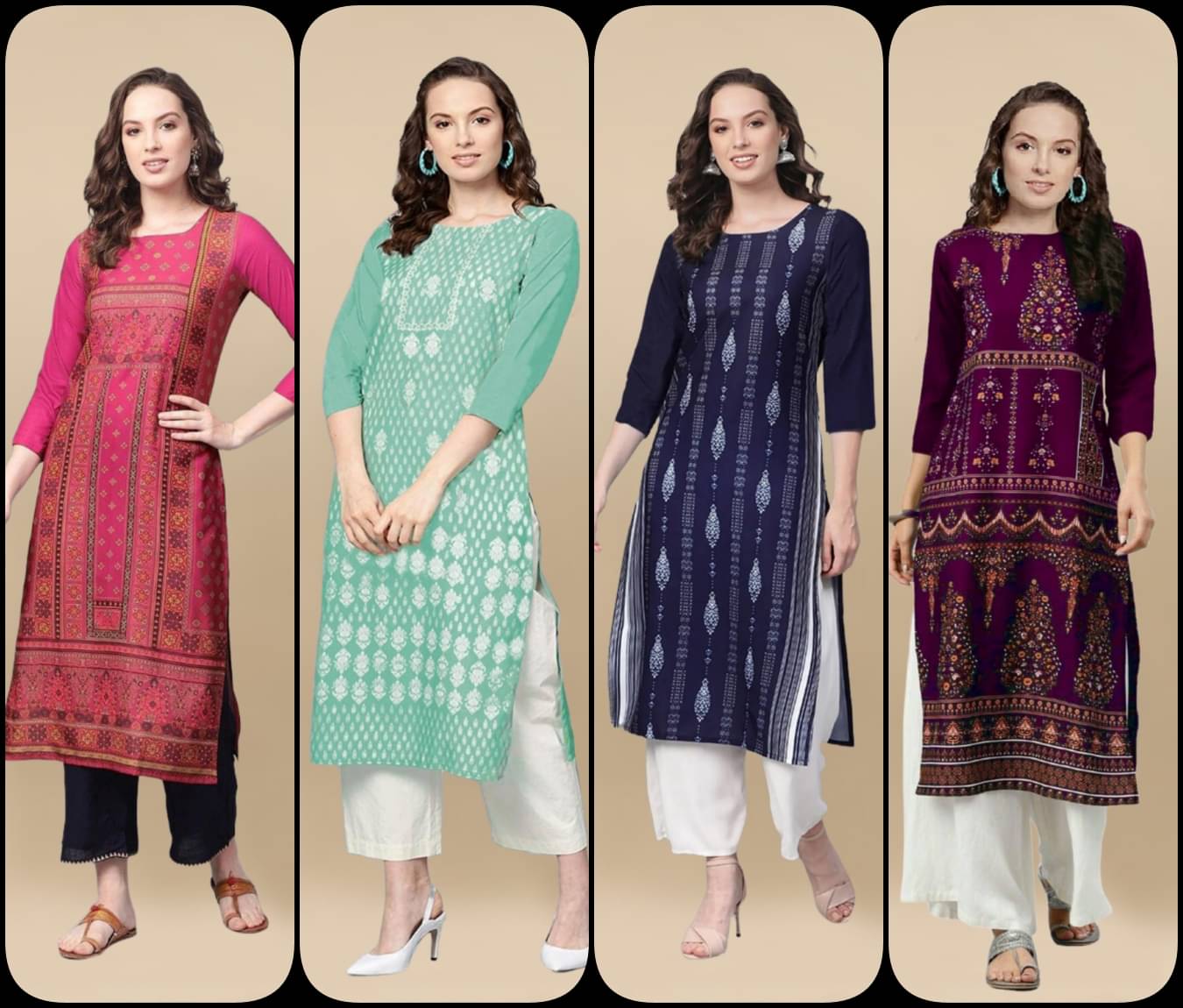     			Sn Enterprise Women's Crepe Printed Straight Kurti - ( Multicolor )