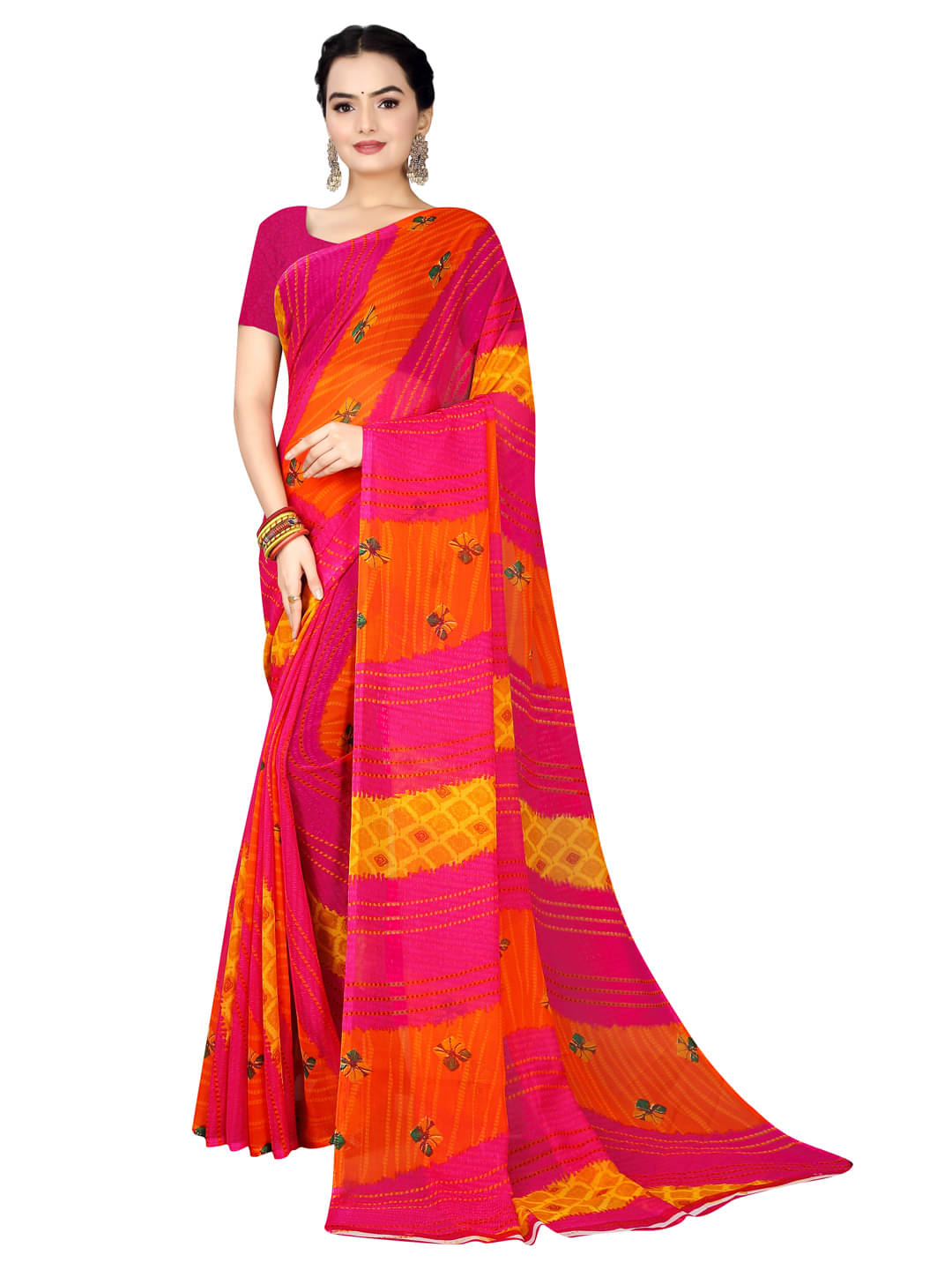 Suali Georgette Printed Saree With Unstitched Blouse Piece ( Multicolor 6 ) Suali Georgette Printed Saree With Unstitched Blouse Piece ( Multicolor 6 )