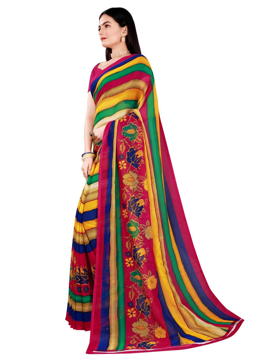 Suali Georgette Printed Saree With Unstitched Blouse Piece ( Pink ) Suali Georgette Printed Saree With Unstitched Blouse Piece ( Pink )