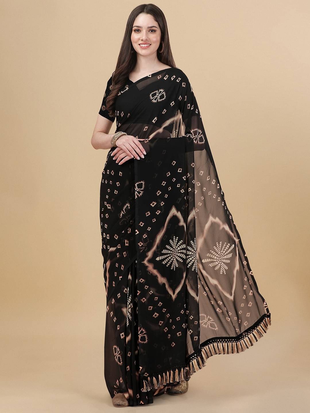 THE PRIVATE LABLE Georgette Printed Saree With Unstitched Blouse Piece ( Multicolor ) THE PRIVATE LABLE Georgette Printed Saree With Unstitched Blouse Piece ( Multicolor )