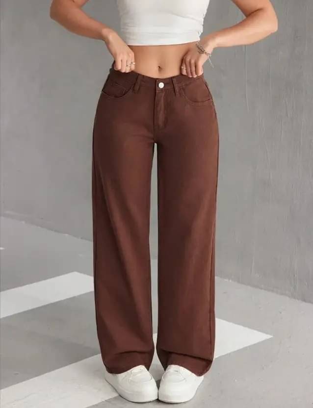     			WOOMNY - Brown Denim Wide Leg Women's Jeans ( Pack of 1 )