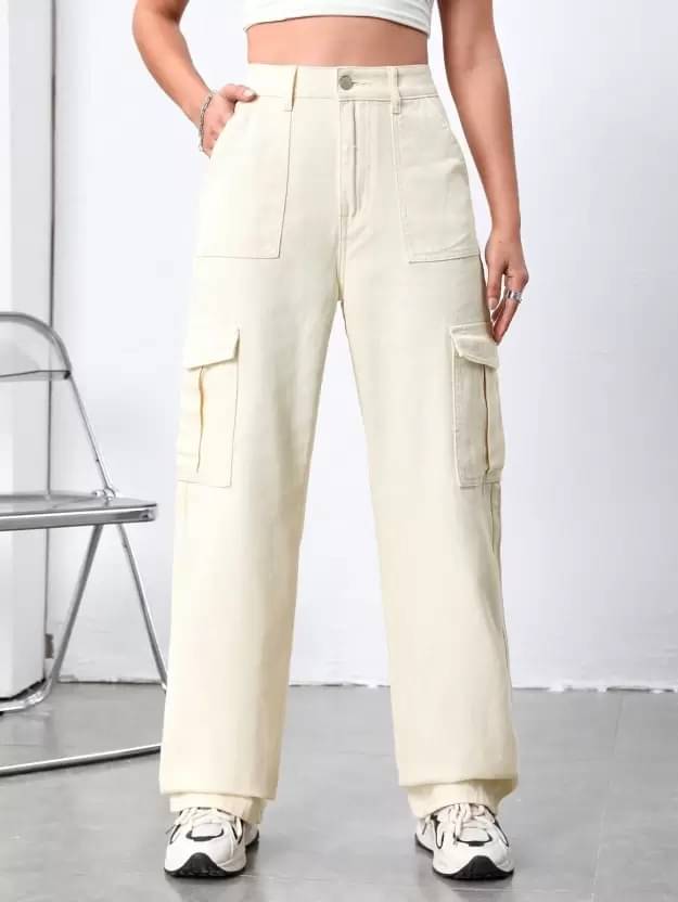     			WOOMNY - Cream Denim Straight Fit Women's Jeans ( Pack of 1 )