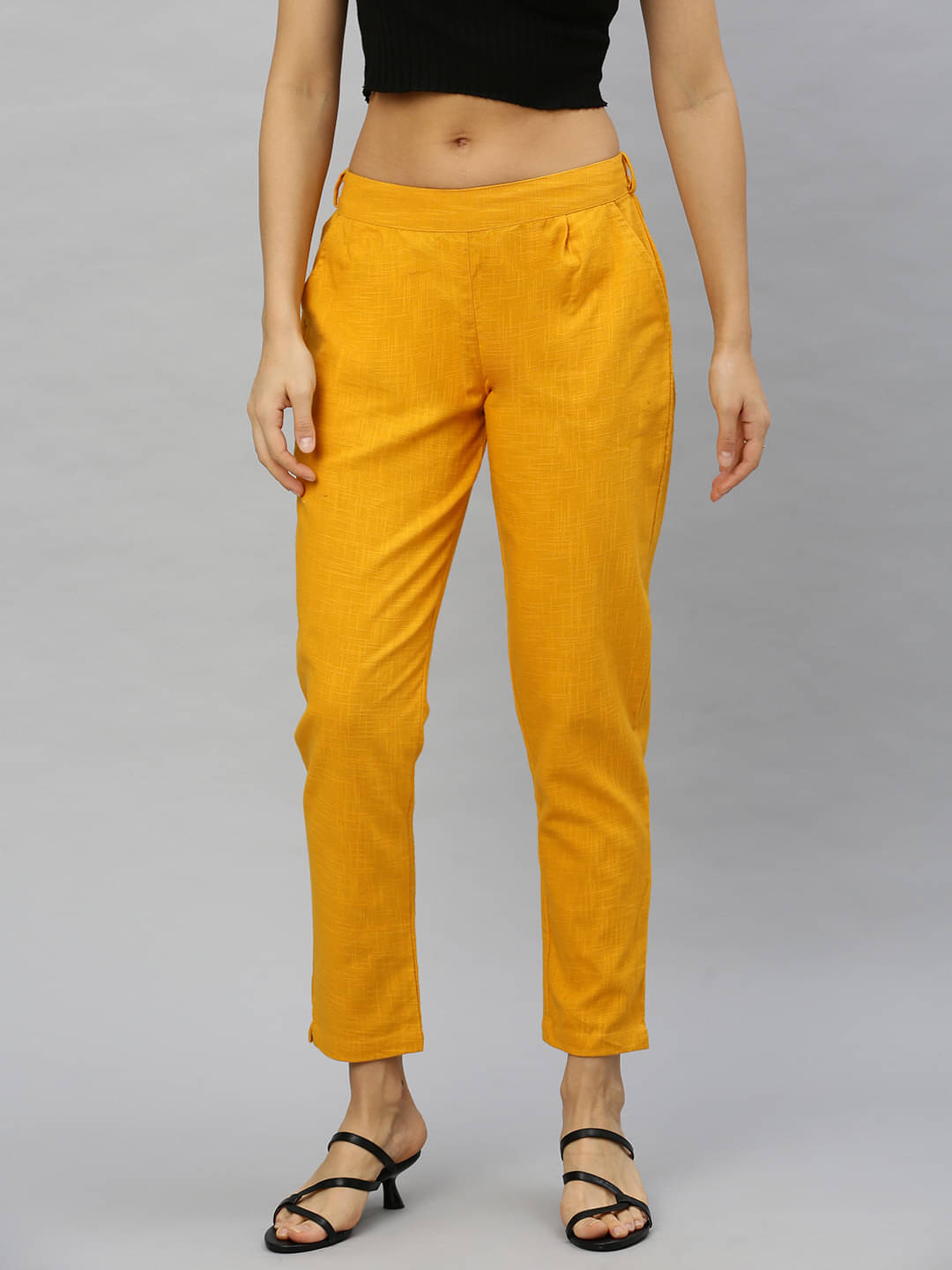     			Yash Gallery Women Cotton Straight Pant ( Mustard )