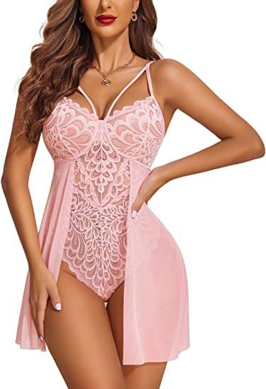 9ITE LOV Pink Net Women's Nightwear Baby Doll Dresses With Panty ( Pack of 1 ) 9ITE LOV Pink Net Women's Nightwear Baby Doll Dresses With Panty ( Pack of 1 )