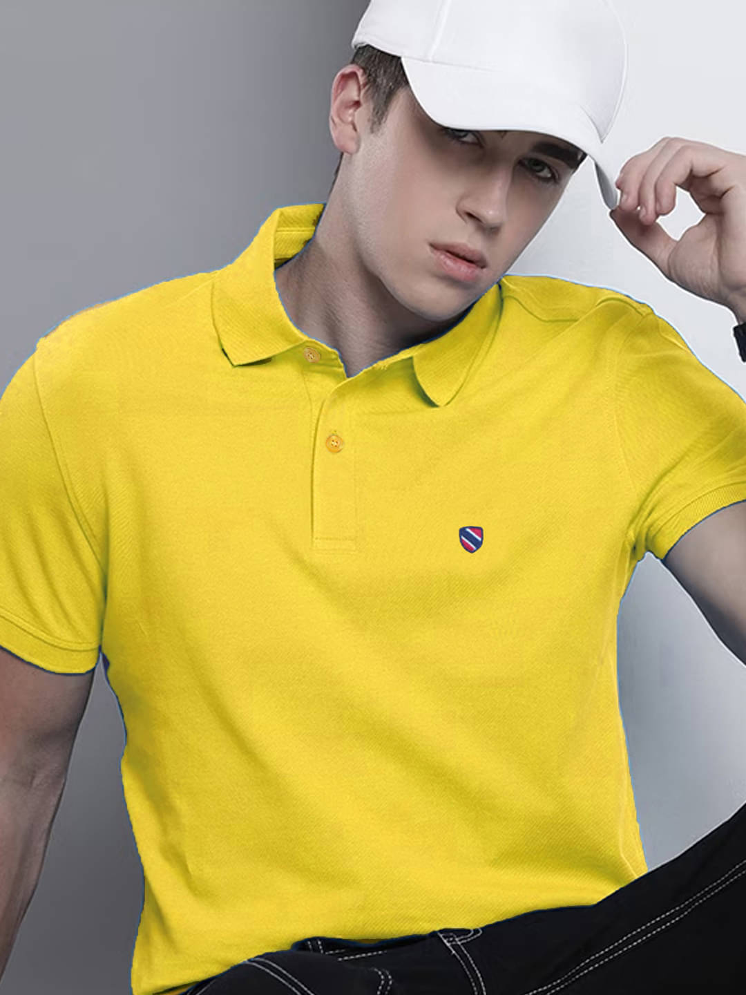 AIN6 Men Cotton Blend Regular Fit Solid Polo T Shirt ( Mustard )     			AIN6 Men Cotton Blend Regular Fit Solid Polo T Shirt ( Mustard )