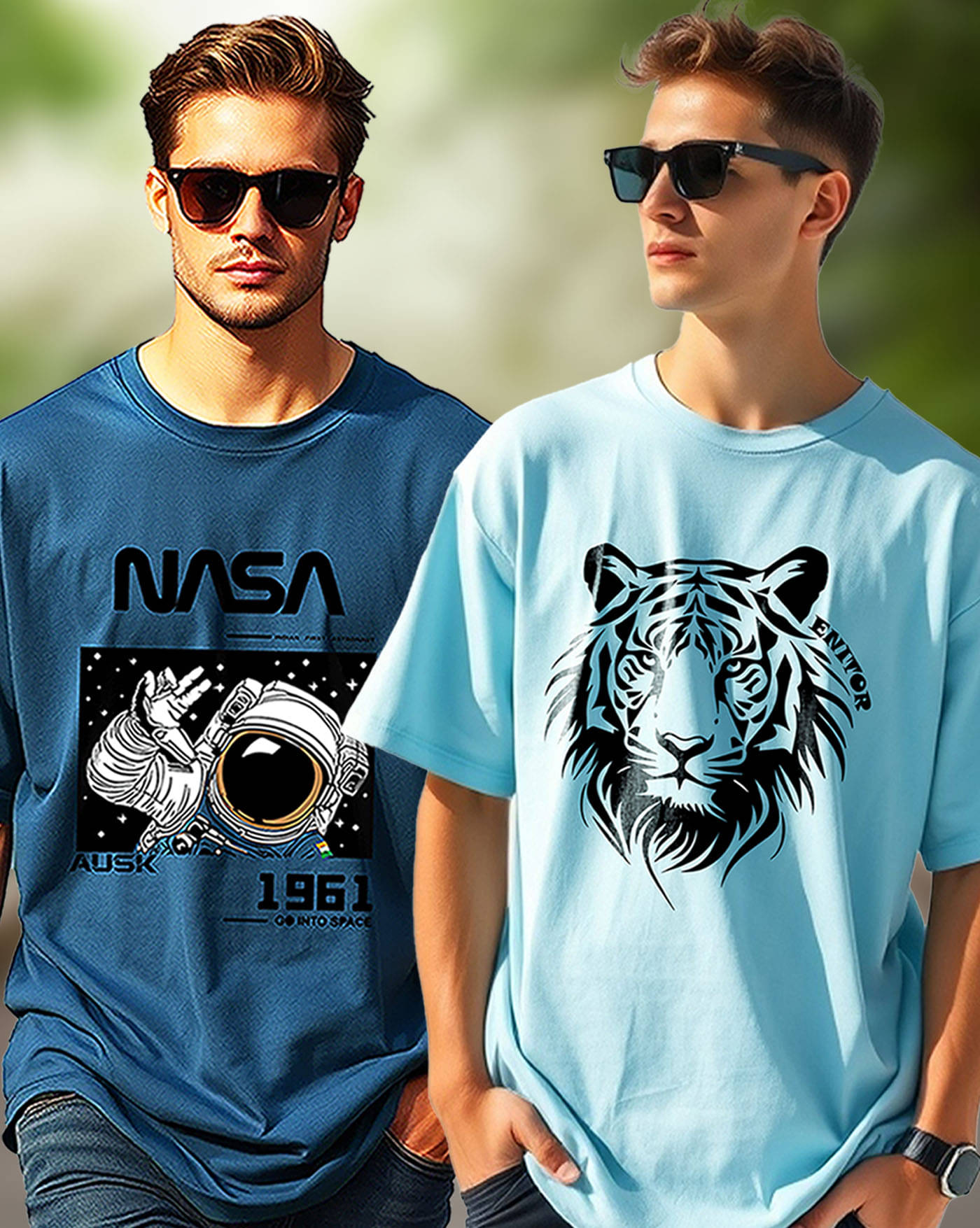 AUSK Men Cotton Blend Oversized Fit Printed T-Shirt ( Aqua Blue ) AUSK Men Cotton Blend Oversized Fit Printed T-Shirt ( Aqua Blue )