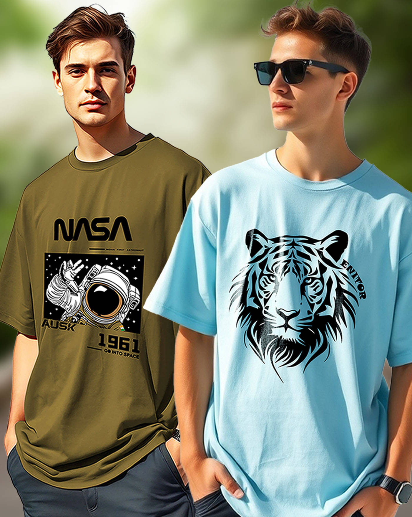 AUSK Men Cotton Blend Oversized Fit Printed T-Shirt ( Aqua Blue ) AUSK Men Cotton Blend Oversized Fit Printed T-Shirt ( Aqua Blue )