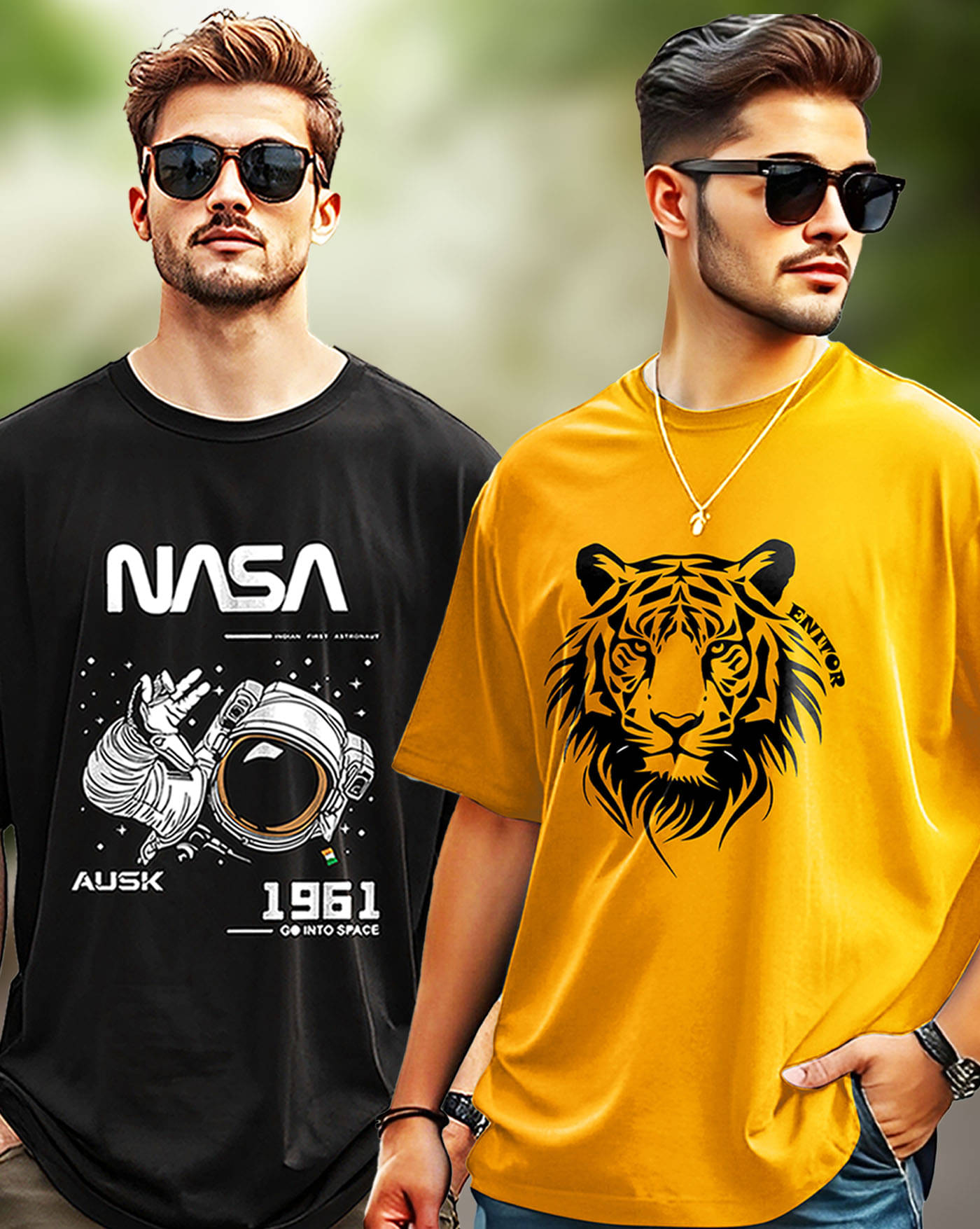AUSK Men Cotton Blend Oversized Fit Printed T-Shirt ( Mustard ) AUSK Men Cotton Blend Oversized Fit Printed T-Shirt ( Mustard )