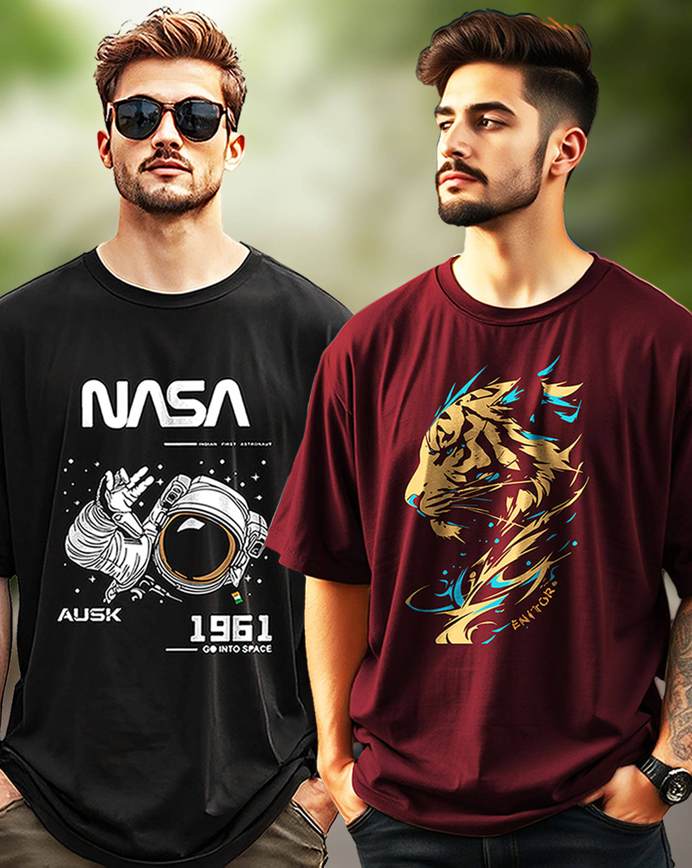 AUSK Men Cotton Blend Oversized Fit Printed T-Shirt ( Maroon )     			AUSK Men Cotton Blend Oversized Fit Printed T-Shirt ( Maroon )