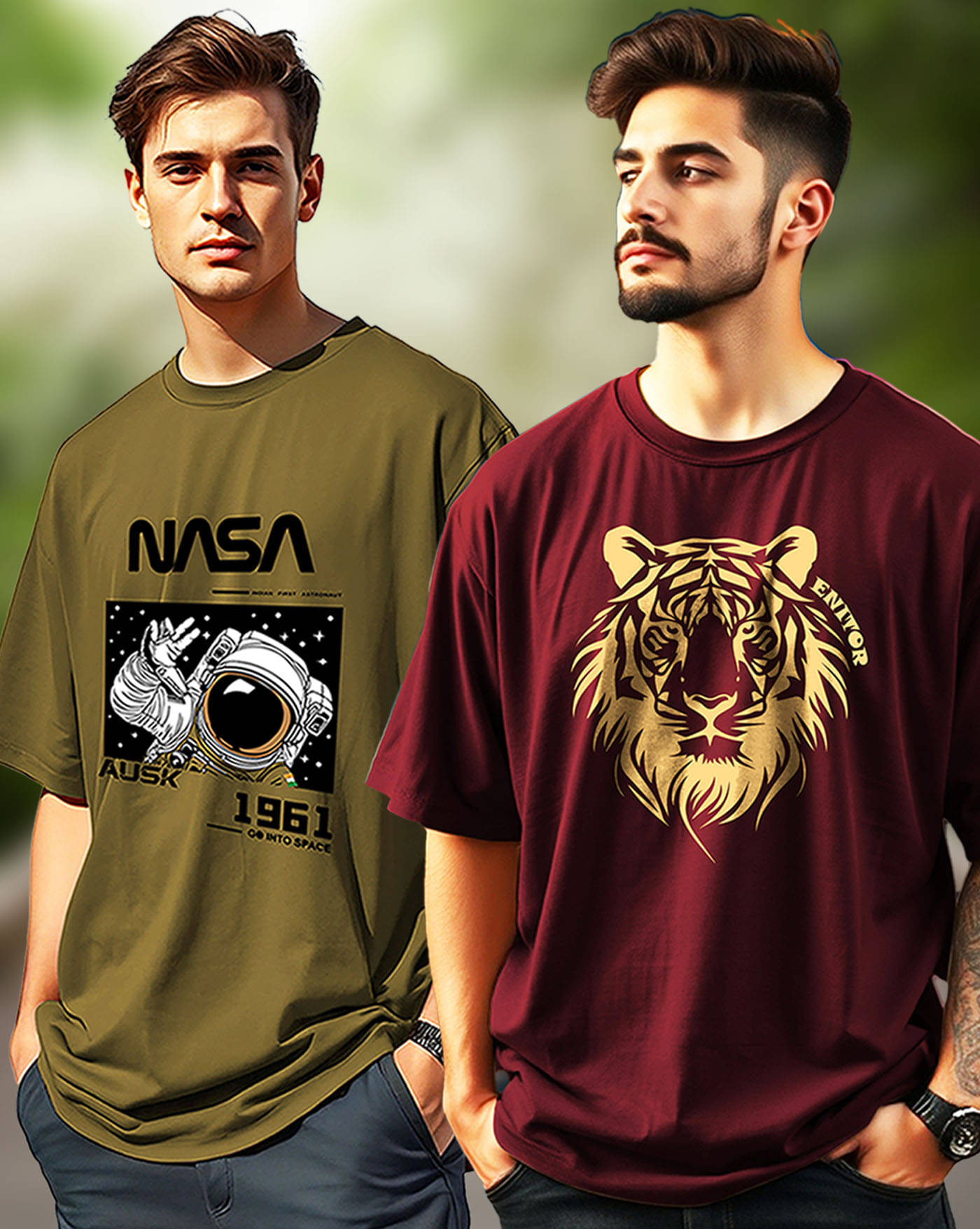     			AUSK Men Cotton Blend Oversized Fit Printed T-Shirt ( Maroon )