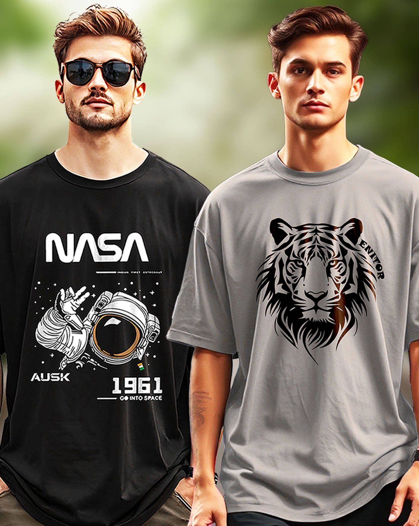     			AUSK Men Cotton Blend Oversized Fit Printed T-Shirt ( Grey )