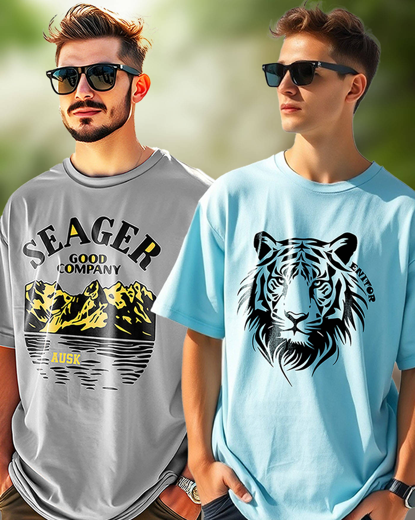 AUSK Men Cotton Blend Oversized Fit Printed T-Shirt ( Aqua Blue ) AUSK Men Cotton Blend Oversized Fit Printed T-Shirt ( Aqua Blue )