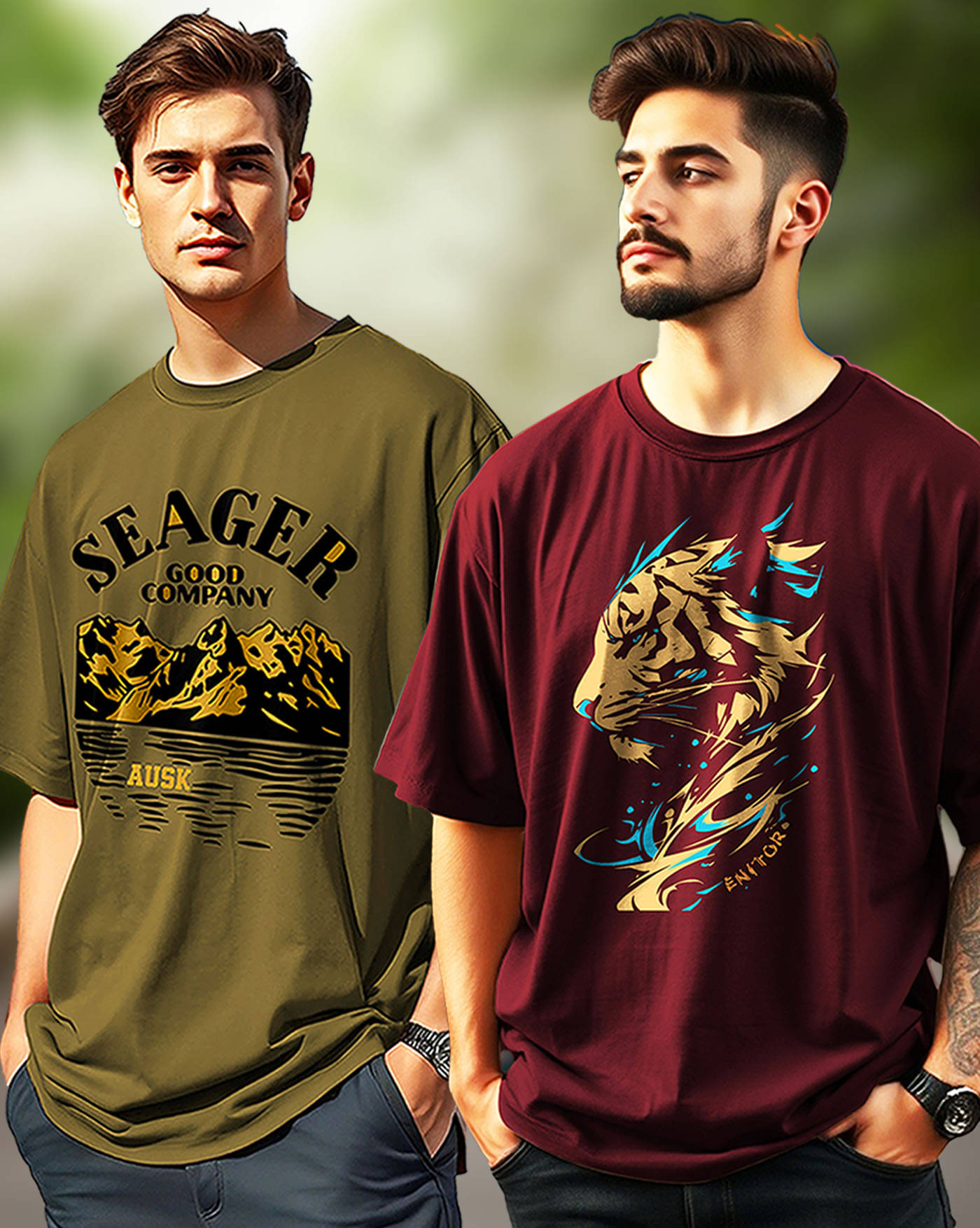 AUSK Men Cotton Blend Oversized Fit Printed T-Shirt ( Maroon ) AUSK Men Cotton Blend Oversized Fit Printed T-Shirt ( Maroon )