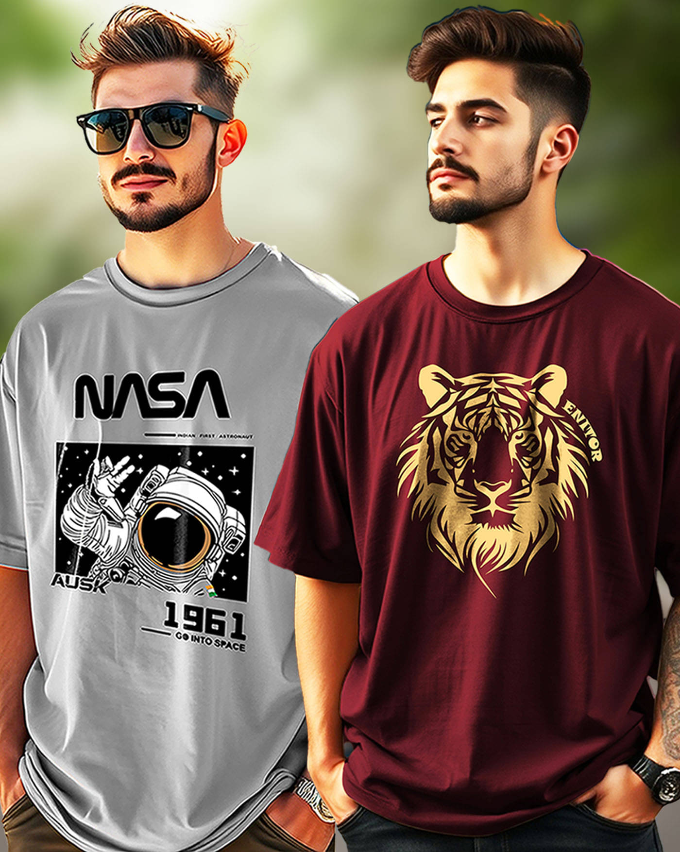 AUSK Men Cotton Blend Oversized Fit Printed T-Shirt ( Maroon ) AUSK Men Cotton Blend Oversized Fit Printed T-Shirt ( Maroon )
