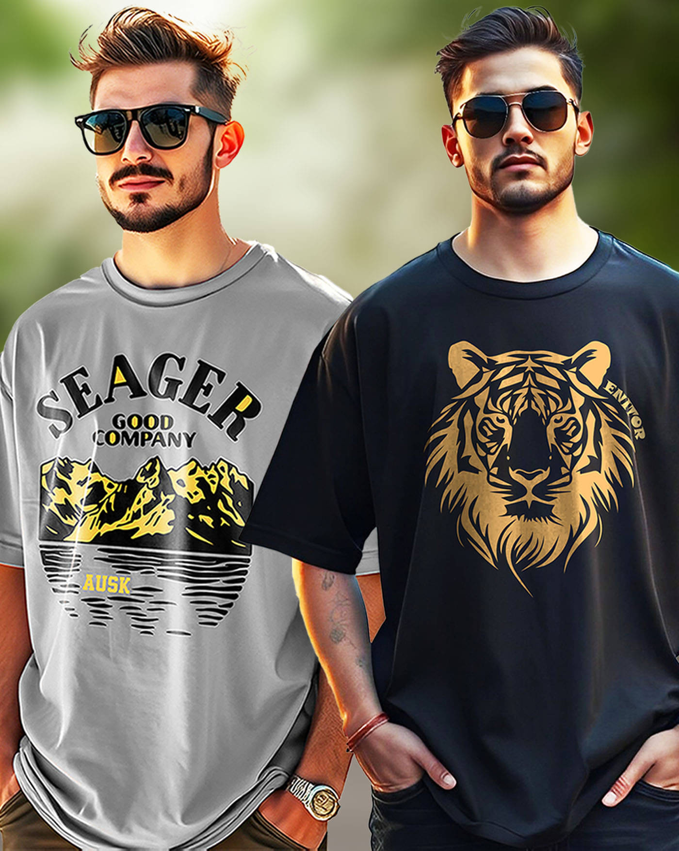 AUSK Men Cotton Blend Oversized Fit Printed T-Shirt ( Black ) AUSK Men Cotton Blend Oversized Fit Printed T-Shirt ( Black )