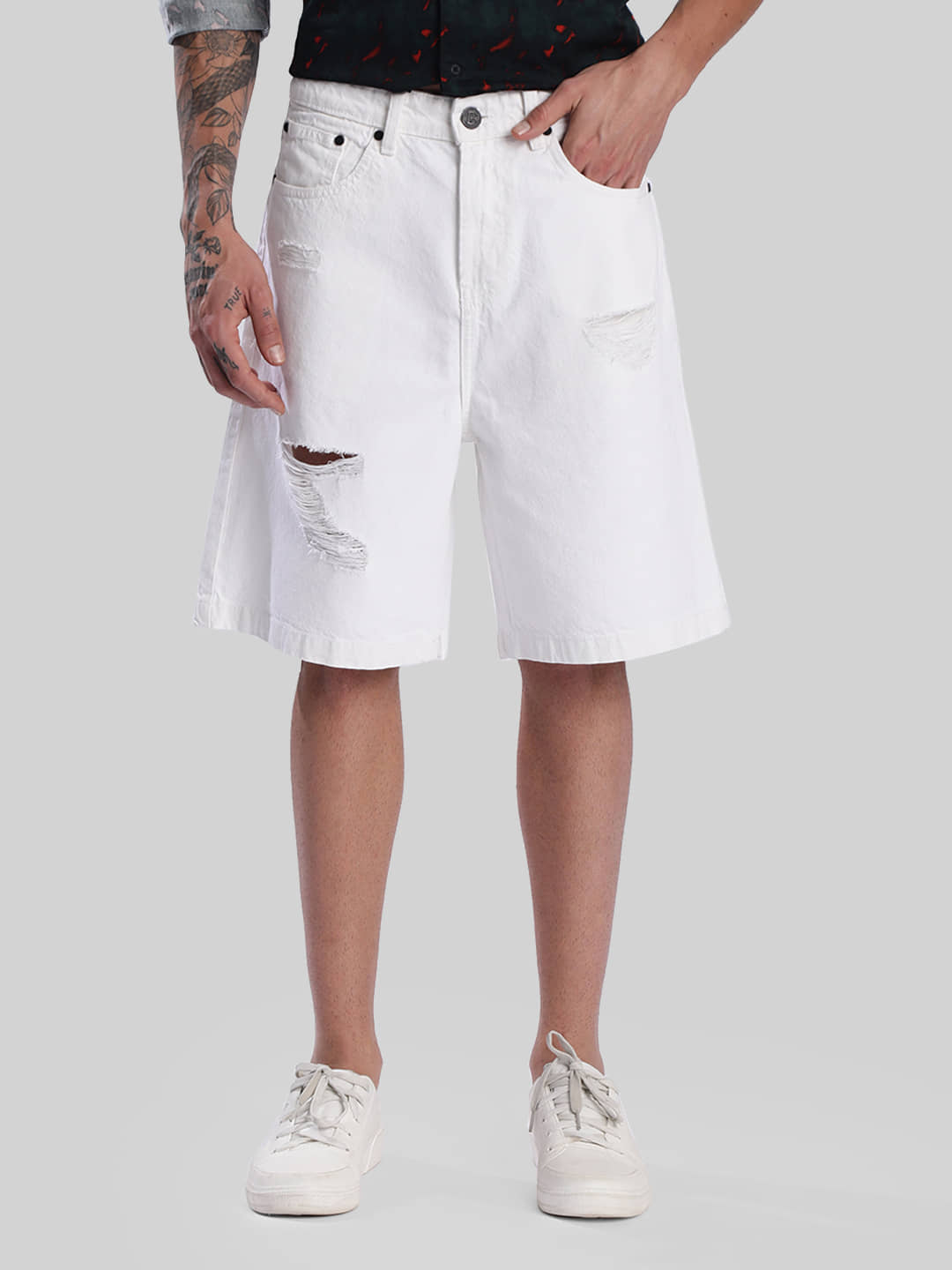 Bene Kleed White Cotton Men's Denim Shorts ( Pack of 1 ) - Shorts | Buy online on ZillyBuy