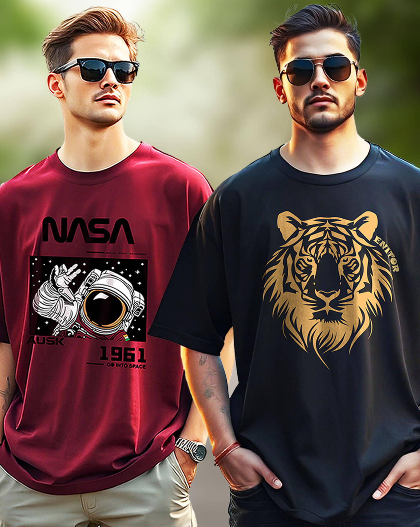 ENITOR Men Cotton Blend Oversized Fit Printed T-Shirt ( Black )     			ENITOR Men Cotton Blend Oversized Fit Printed T-Shirt ( Black )