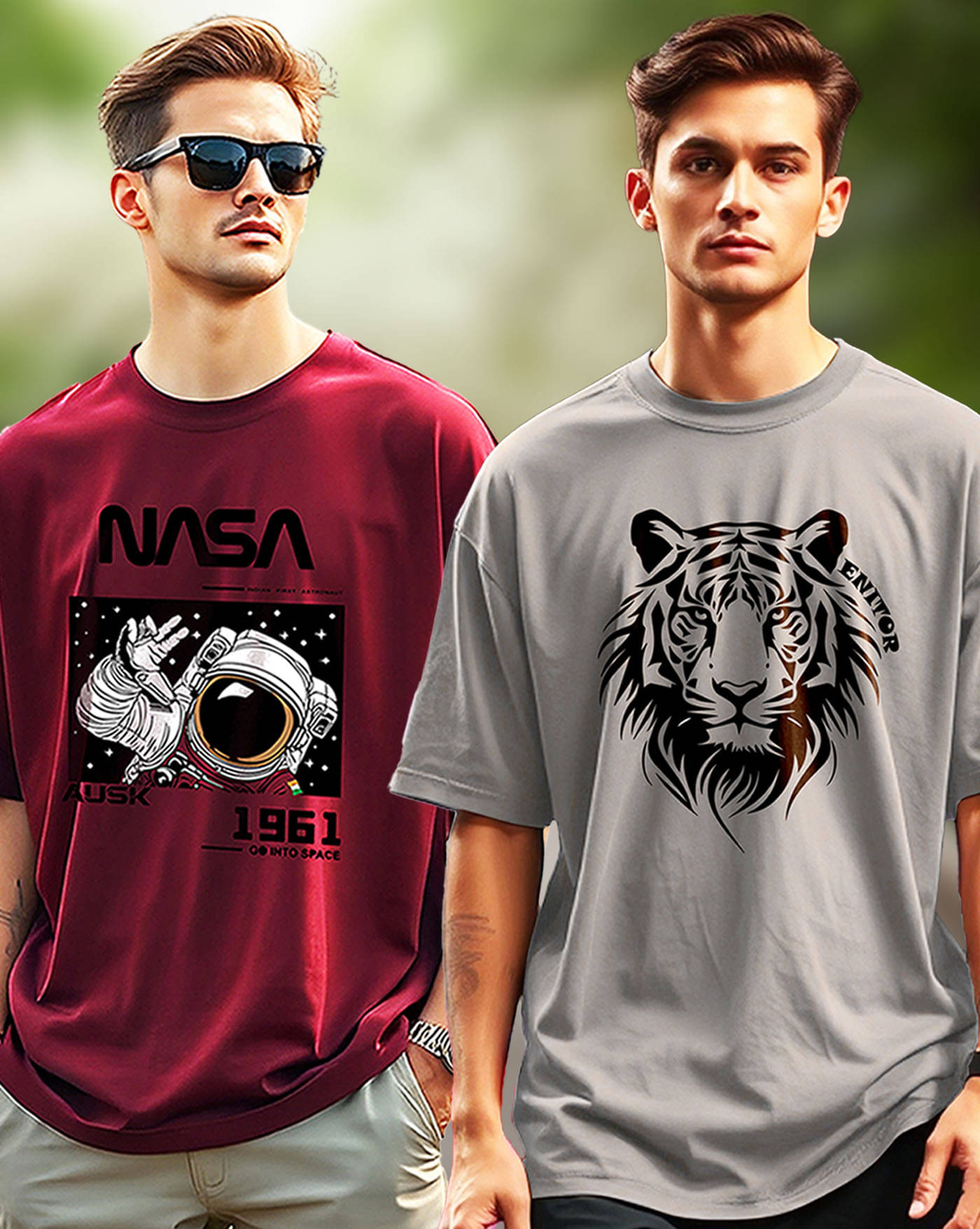     			ENITOR Men Cotton Blend Oversized Fit Printed T-Shirt ( Grey )