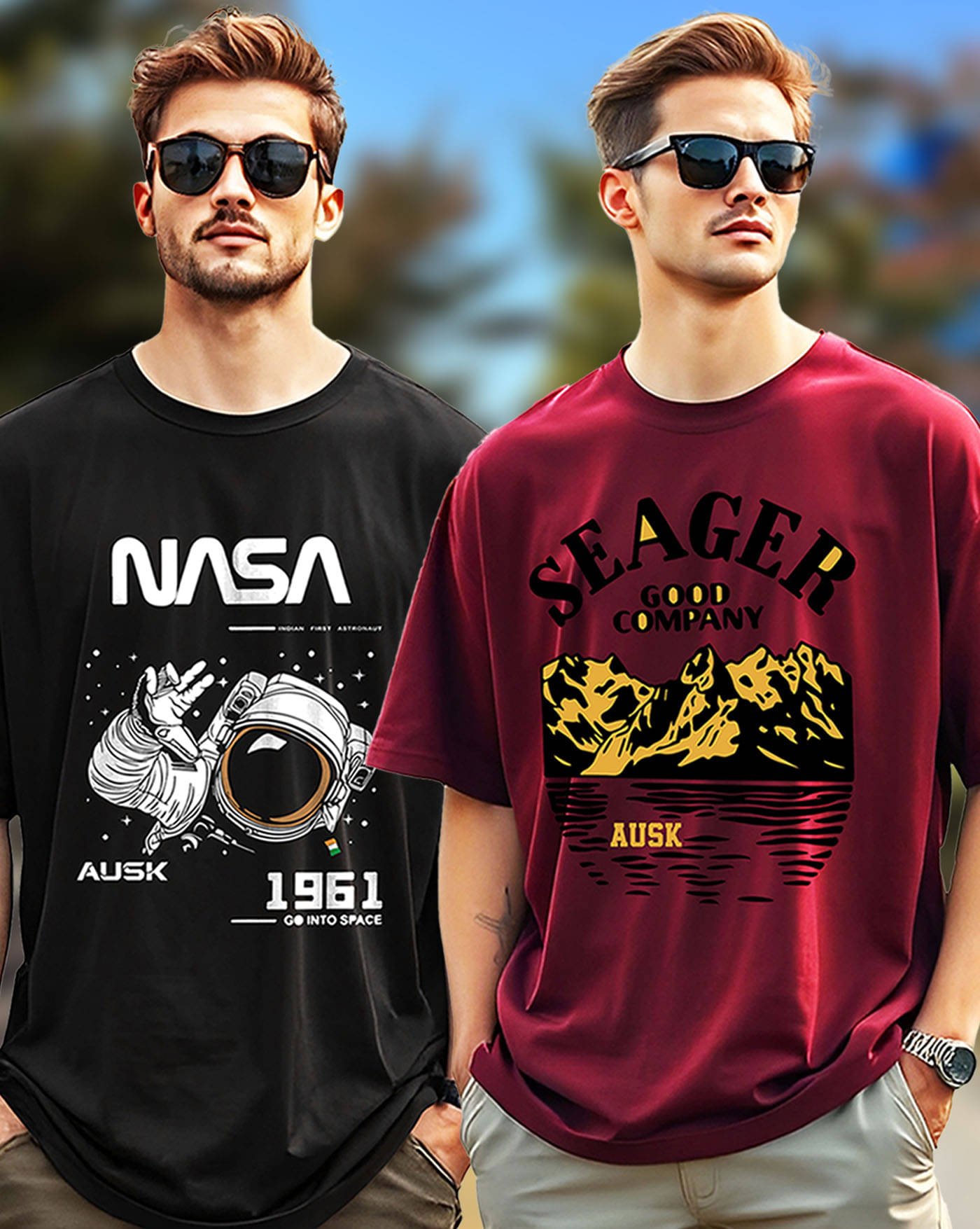 ENITOR Men Cotton Oversized Fit Printed T-Shirt ( Maroon ) ENITOR Men Cotton Oversized Fit Printed T-Shirt ( Maroon )
