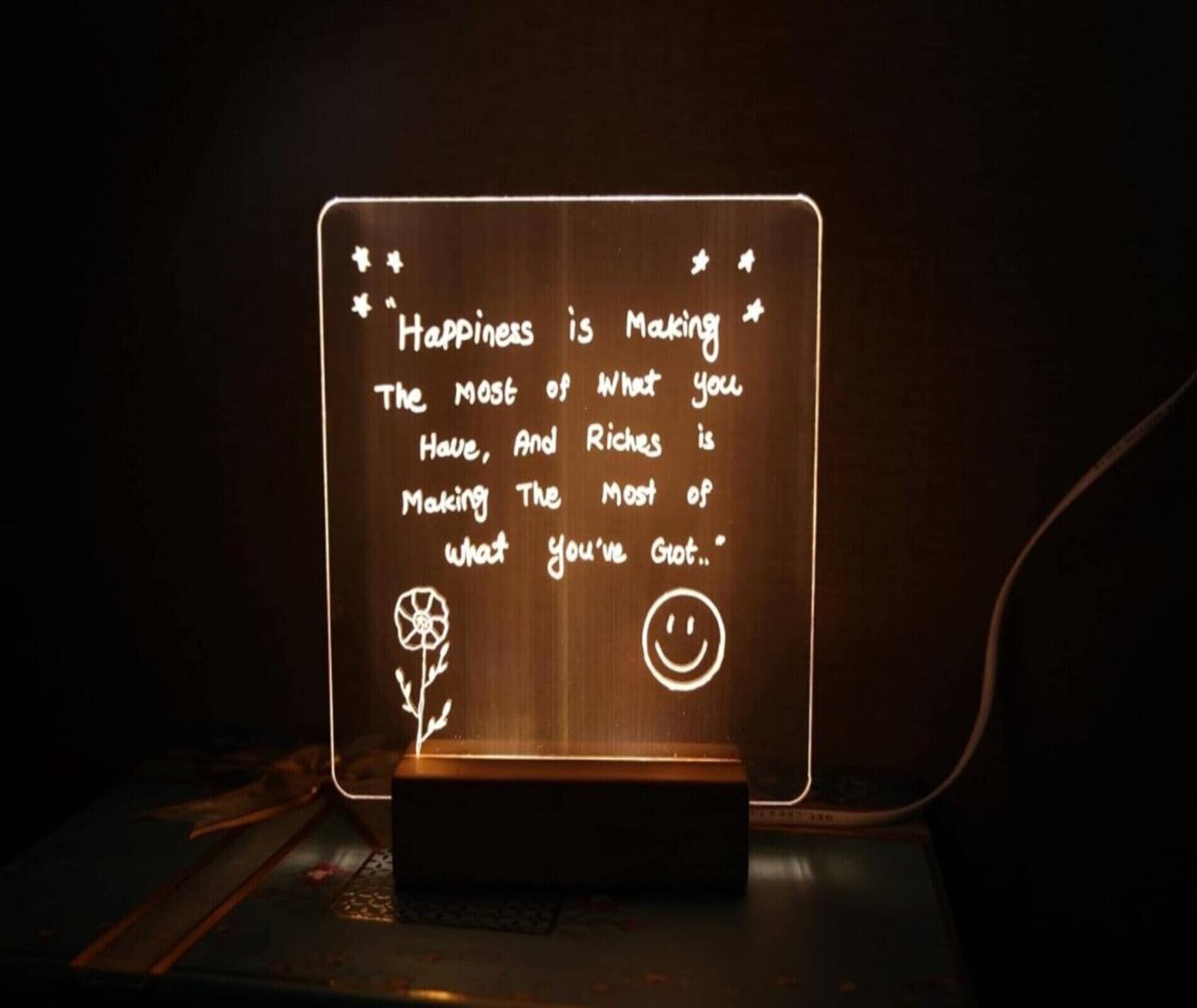     			EverBloom 3D Acrylic LED Message Board - Write, Erase, and Recreate Vibrant Notes with Included Pen, Eraser & USB Charging Wire