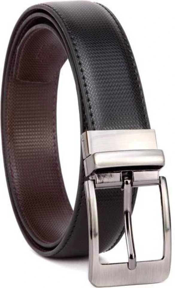 Front Look - Black PU Men's Reversible Belt ( Pack of 1 ) Front Look - Black PU Men's Reversible Belt ( Pack of 1 )