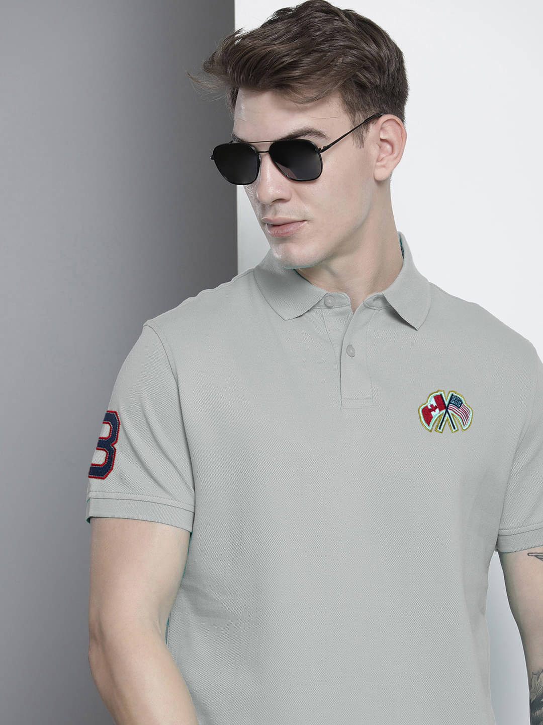 Merriment Men Cotton Blend Regular Fit Solid Polo T Shirt ( Grey ) Merriment Men Cotton Blend Regular Fit Solid Polo T Shirt ( Grey )