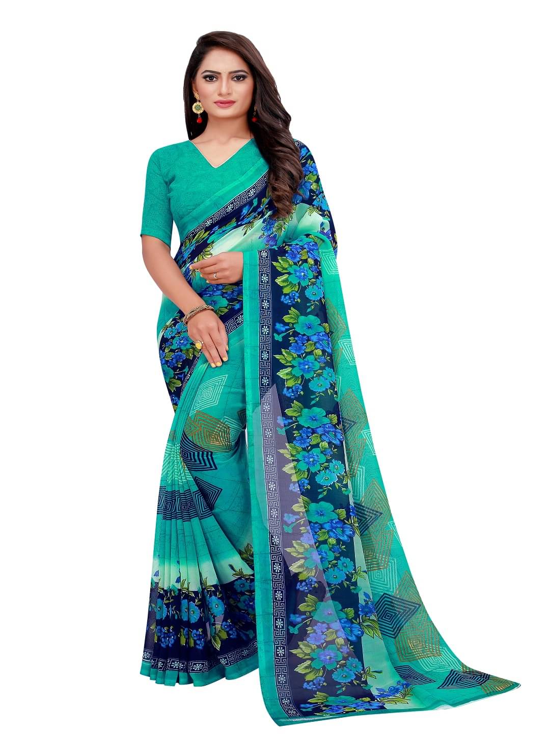 Suali Georgette Printed Saree With Unstitched Blouse Piece ( Grey ) Suali Georgette Printed Saree With Unstitched Blouse Piece ( Grey )