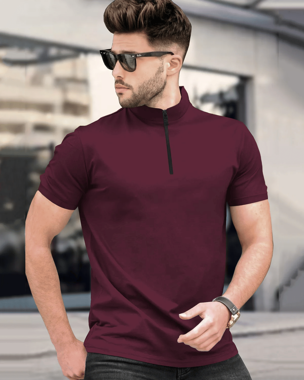 Ytrick Men Cotton Blend Regular Fit Solid T-Shirt ( Maroon ) Ytrick Men Cotton Blend Regular Fit Solid T-Shirt ( Maroon )