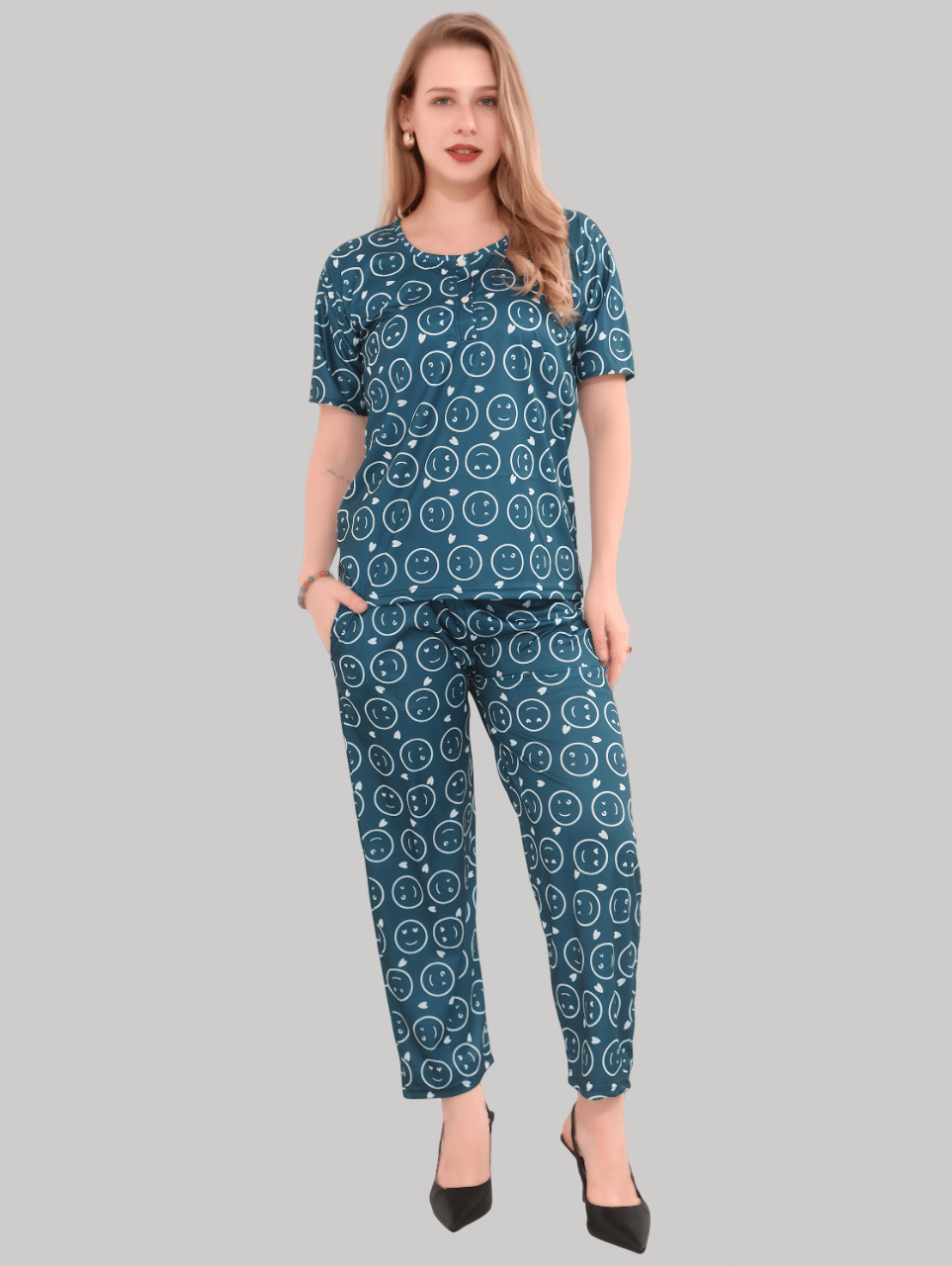     			BAILEY SELLS Teal Lycra Women's Nightwear Nightsuit Sets ( Pack of 1 )