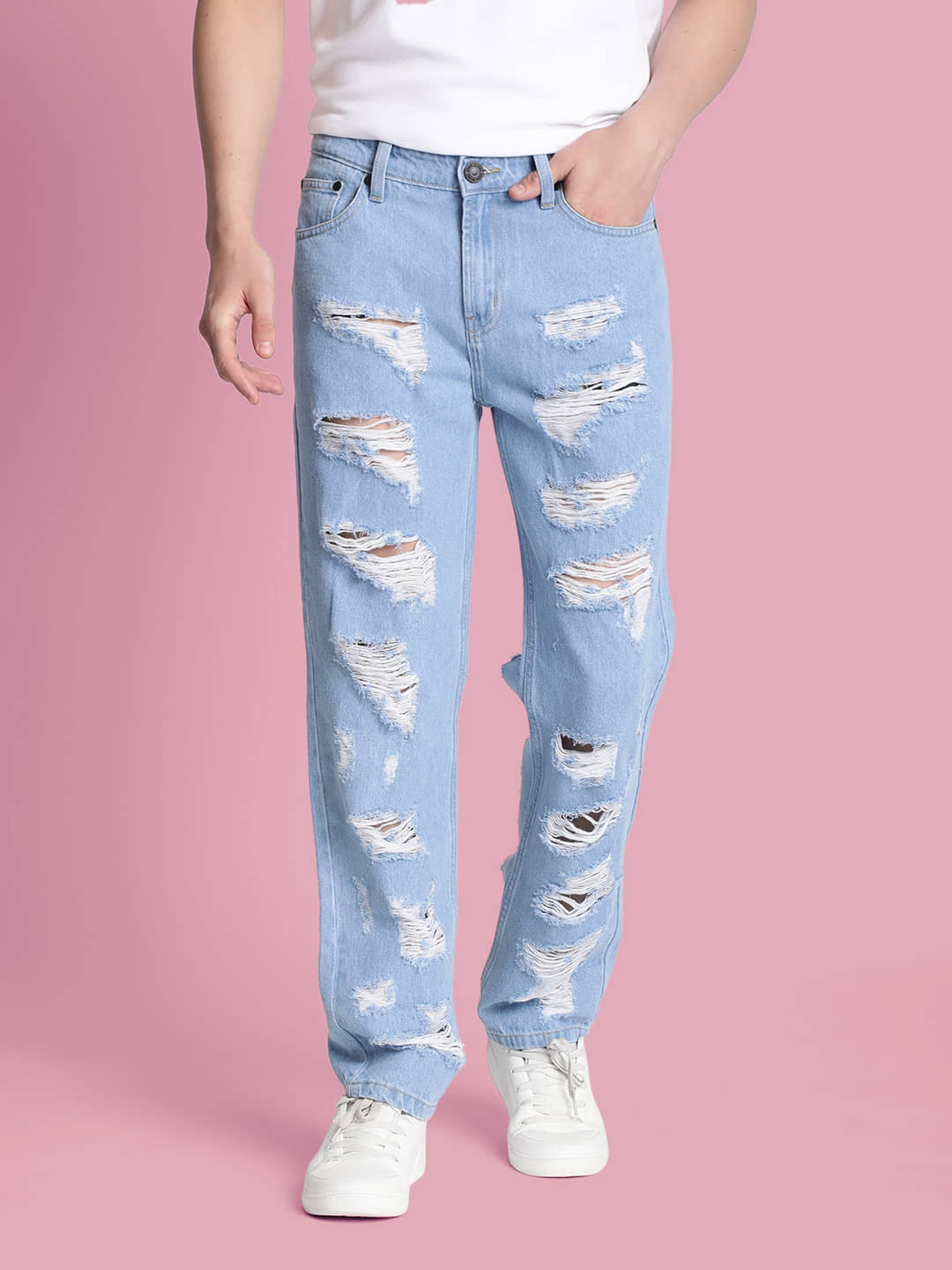 Bene Kleed Relaxed Distressed Men's Jeans - Blue ( Pack of 1 ) - Jeans | Buy online on ZillyBuy