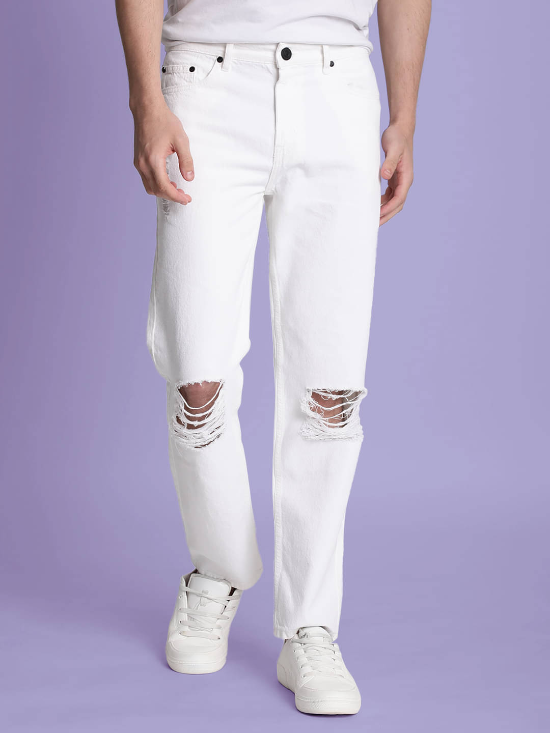 Bene Kleed Relaxed Distressed Men's Jeans - White ( Pack of 1 ) Bene Kleed Relaxed Distressed Men's Jeans - White ( Pack of 1 )