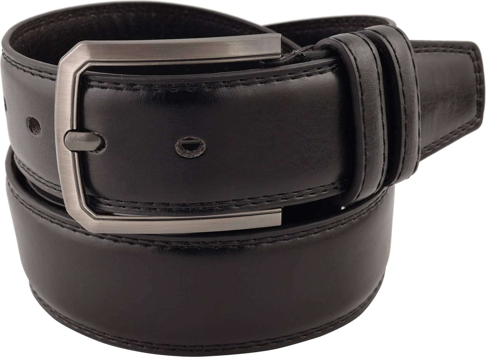 Front Look - Black PU Men's Formal Belt ( Pack of 1 ) Front Look - Black PU Men's Formal Belt ( Pack of 1 )