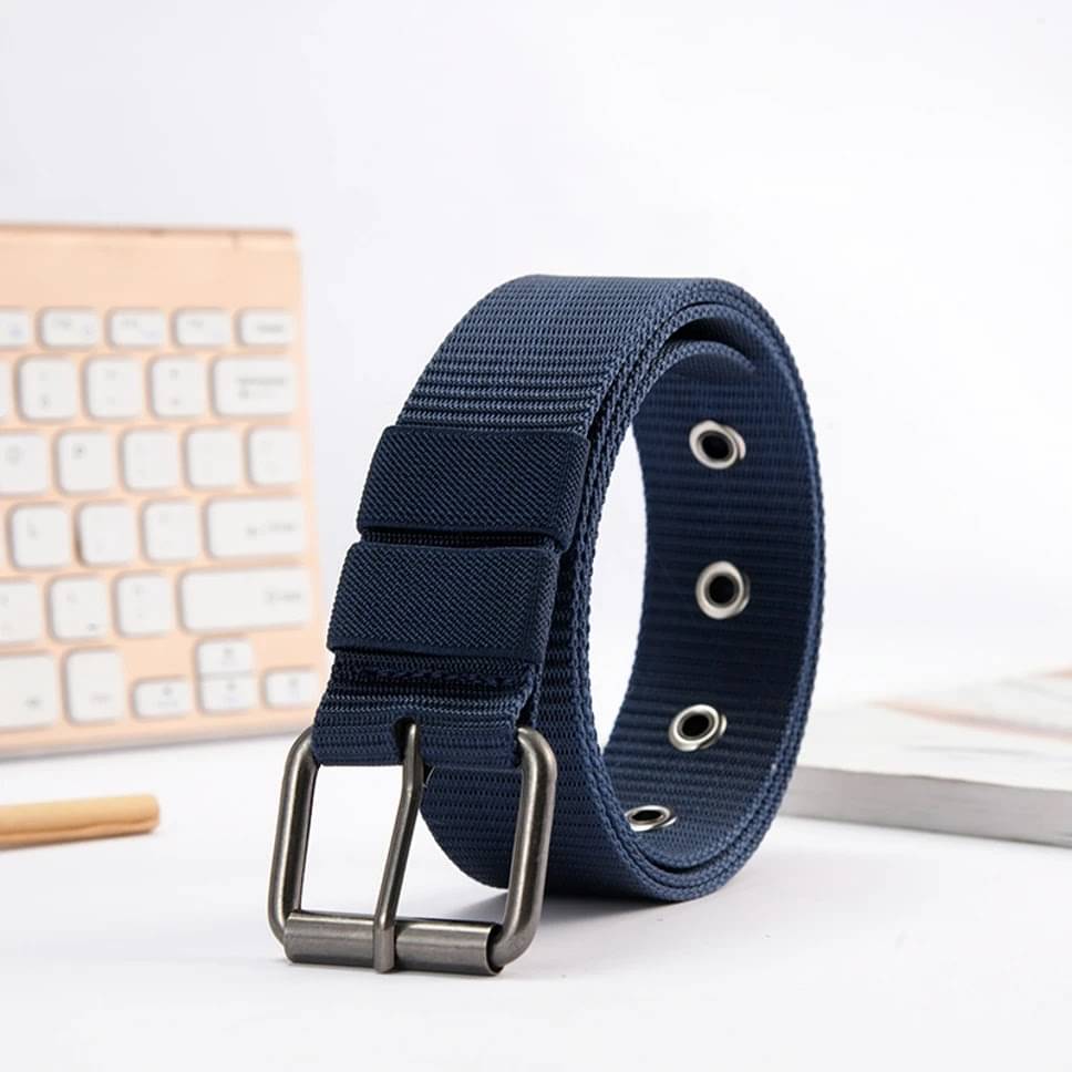 Front Look - Blue Nylon Men's Casual Belt ( Pack of 1 ) Front Look - Blue Nylon Men's Casual Belt ( Pack of 1 )