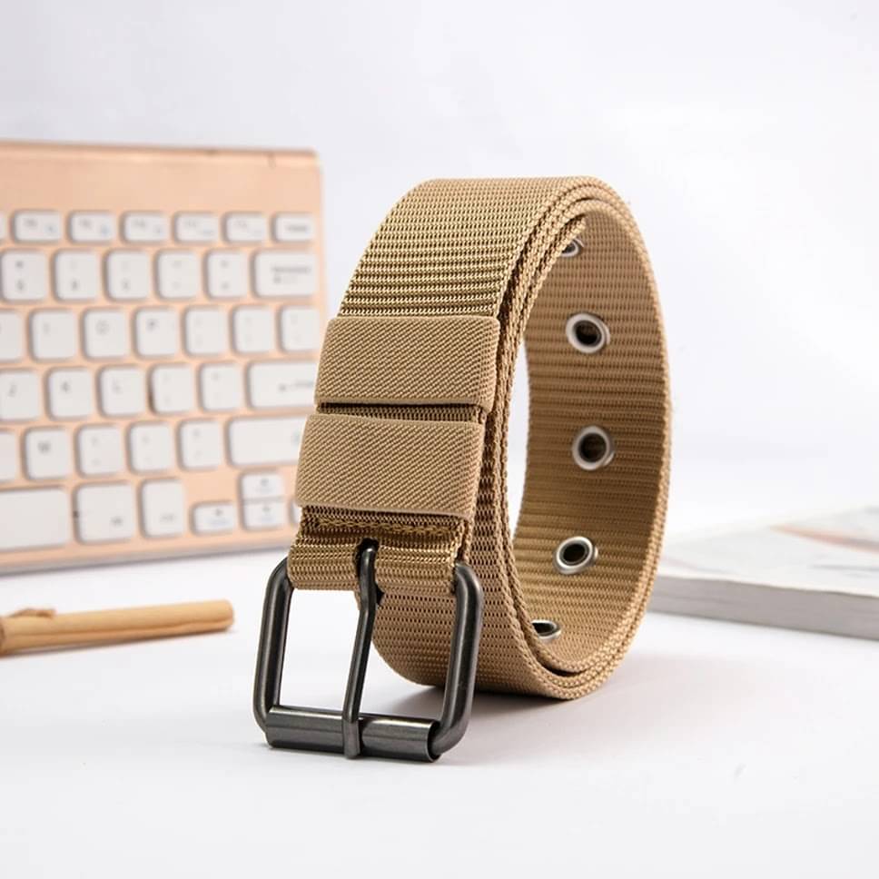     			Front Look - Khaki Nylon Men's Casual Belt ( Pack of 1 )