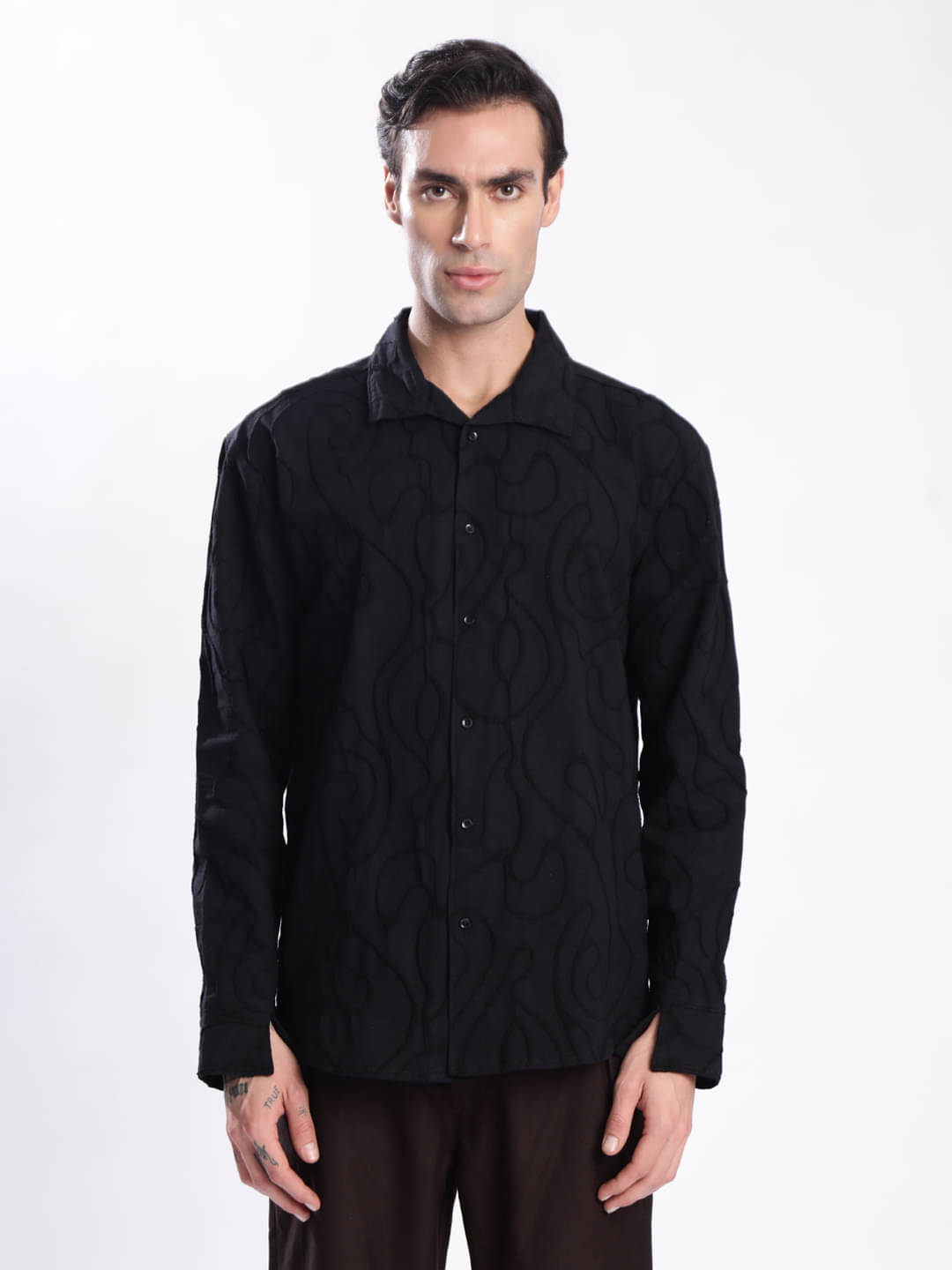 IVOC 100% Cotton Relaxed Fit Embroidered Full Sleeves Men's Casual Shirt - Black ( Pack of 1 ) IVOC 100% Cotton Relaxed Fit Embroidered Full Sleeves Men's Casual Shirt - Black ( Pack of 1 )