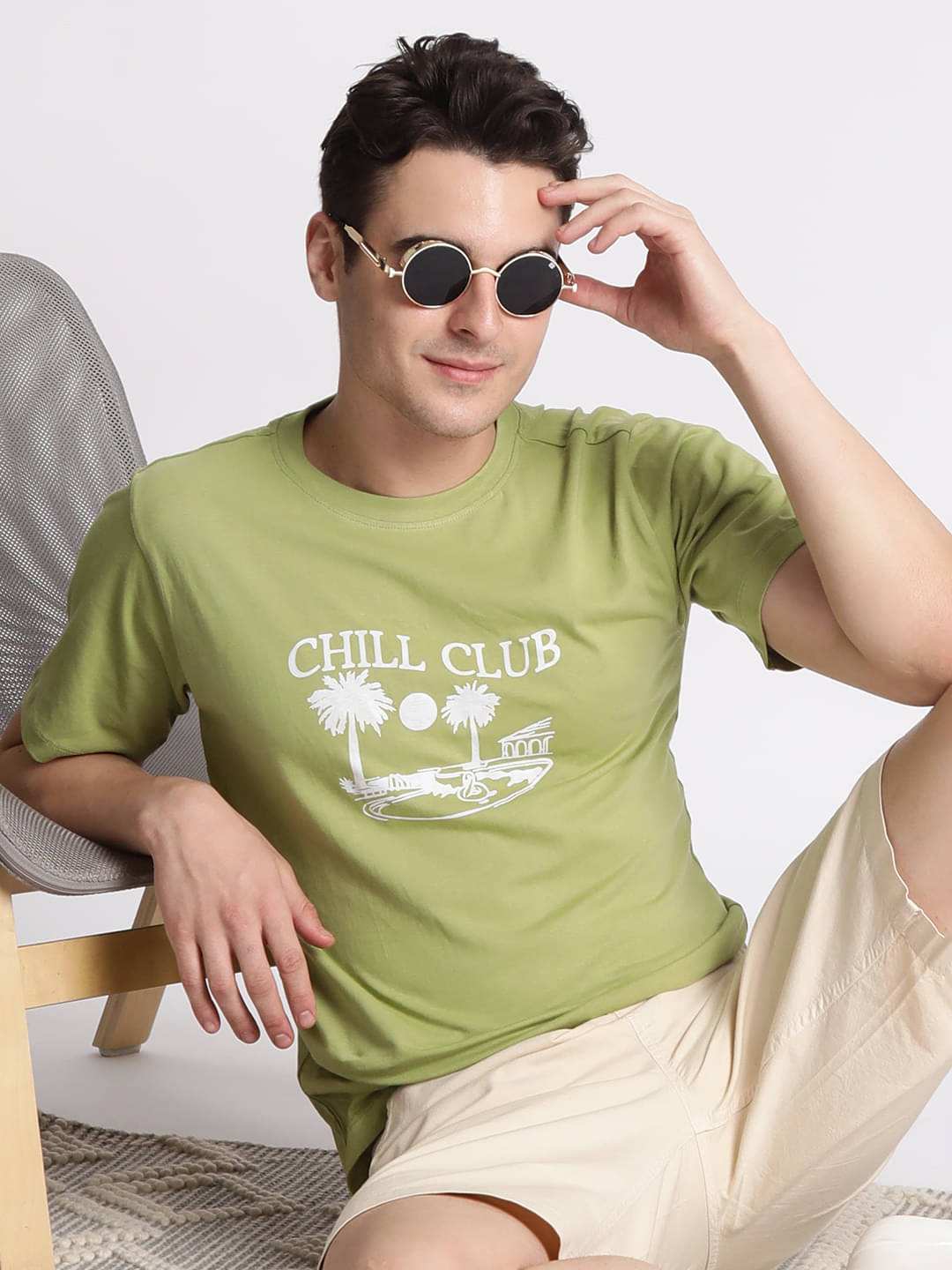     			IVOC Men 100% Cotton Regular Fit Printed T-Shirt ( Green )