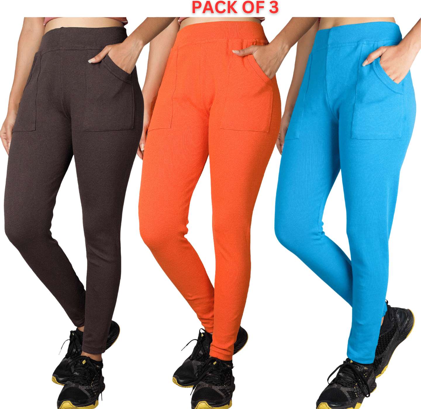     			KARARO JEGGINGS - Cotton Blend Skinny Fit Brown Women's Jeggings ( Pack of 3 )