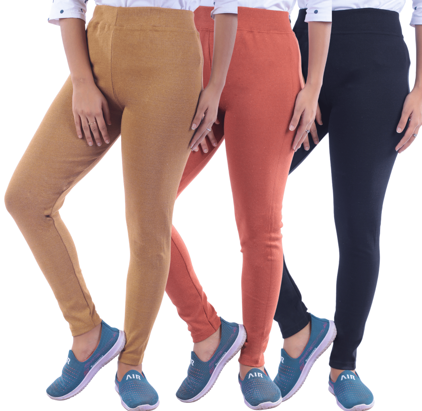     			KARARO JEGGINGS - Cotton Blend Skinny Fit Khaki Women's Jeggings ( Pack of 3 )