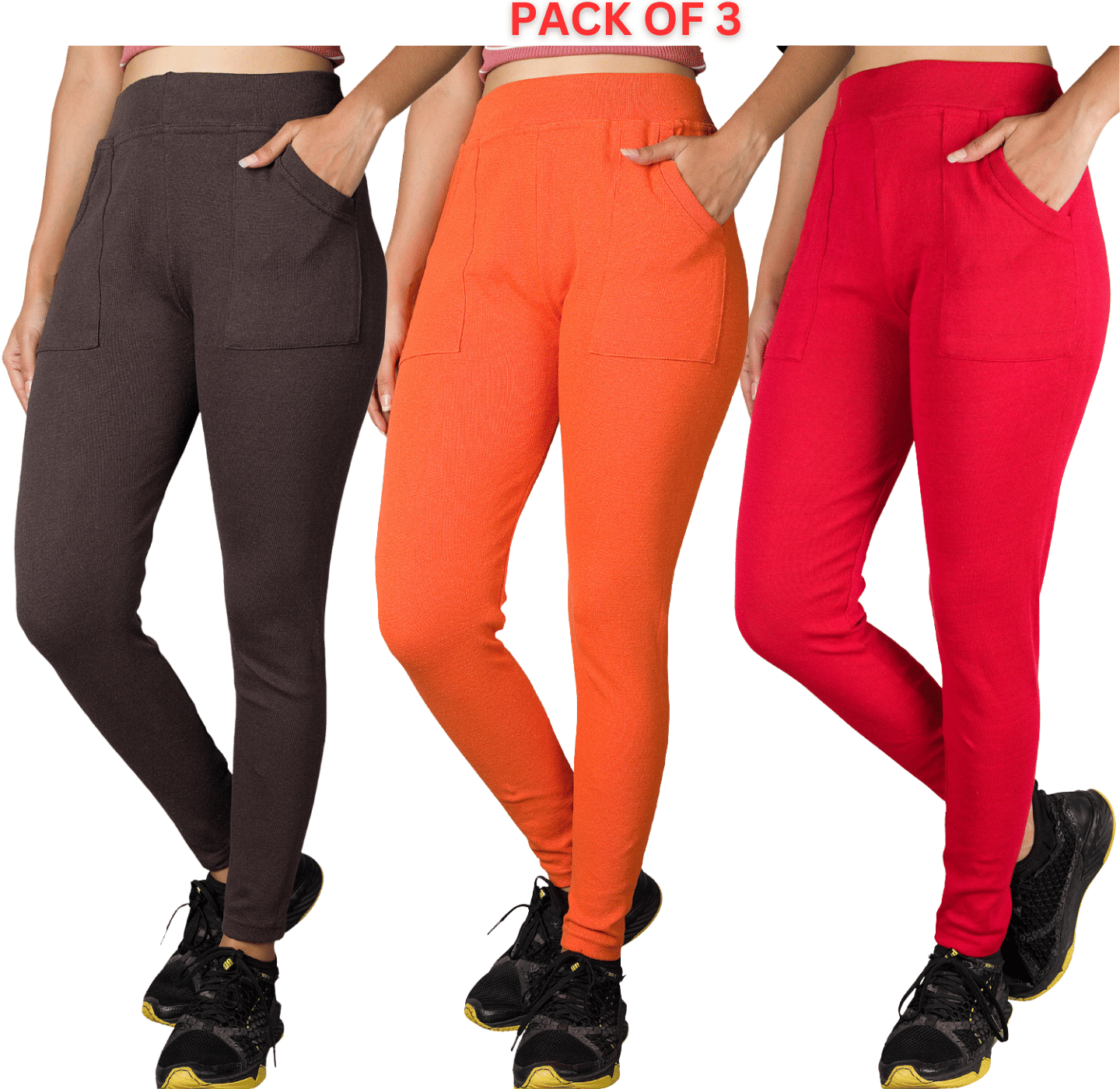     			KARARO JEGGINGS - Cotton Blend Skinny Fit Brown Women's Jeggings ( Pack of 3 )