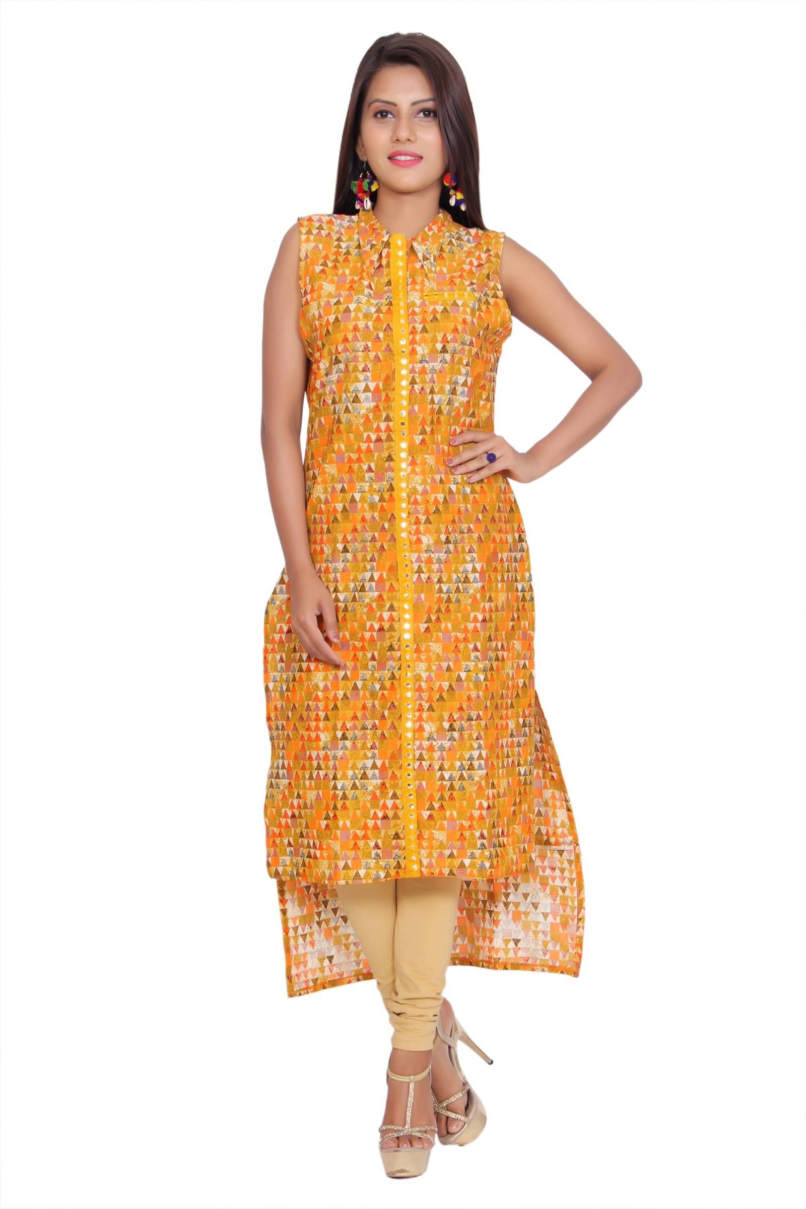     			Mehsoos Women's Cotton Blend Embroidered Straight Kurti - ( Multicolor )
