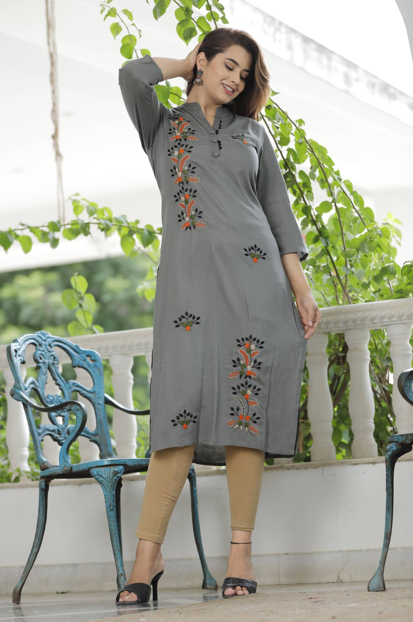 Mehsoos Women's Viscose Rayon Embroidered Straight Kurti - ( Multicolor ) Mehsoos Women's Viscose Rayon Embroidered Straight Kurti - ( Multicolor )