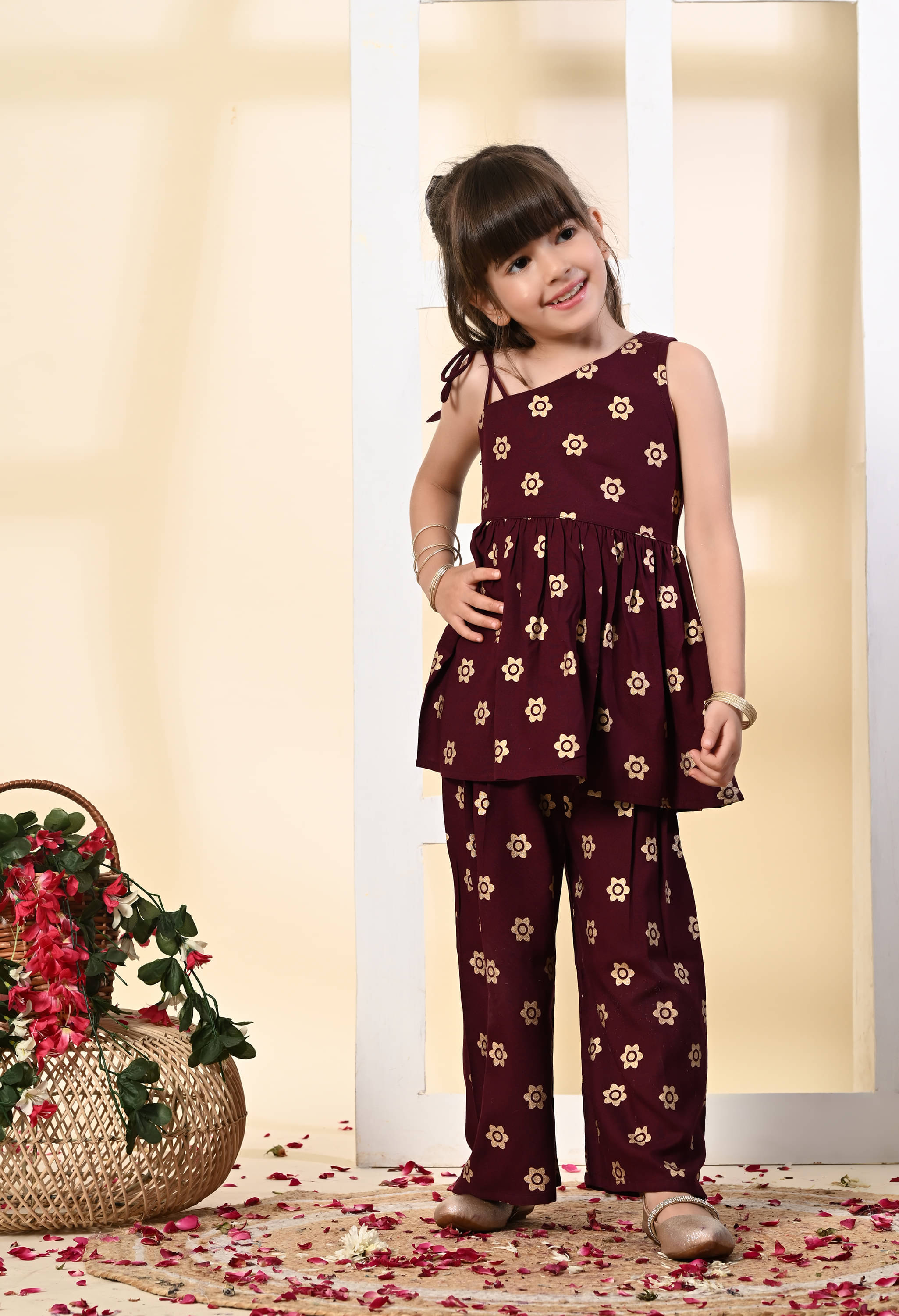 Muffin Shuffin Girls Viscose Kurti with Pants ( Pack of 1 , Burgundy ) Muffin Shuffin Girls Viscose Kurti with Pants ( Pack of 1 , Burgundy )