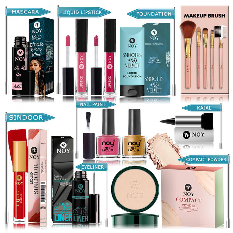     			NOY Makeup Kit ( Compact,Mascara,Lipstick,Foundation,Nail Polish,Makeup Brush,Sindoor,Kajal,Eyeliner )