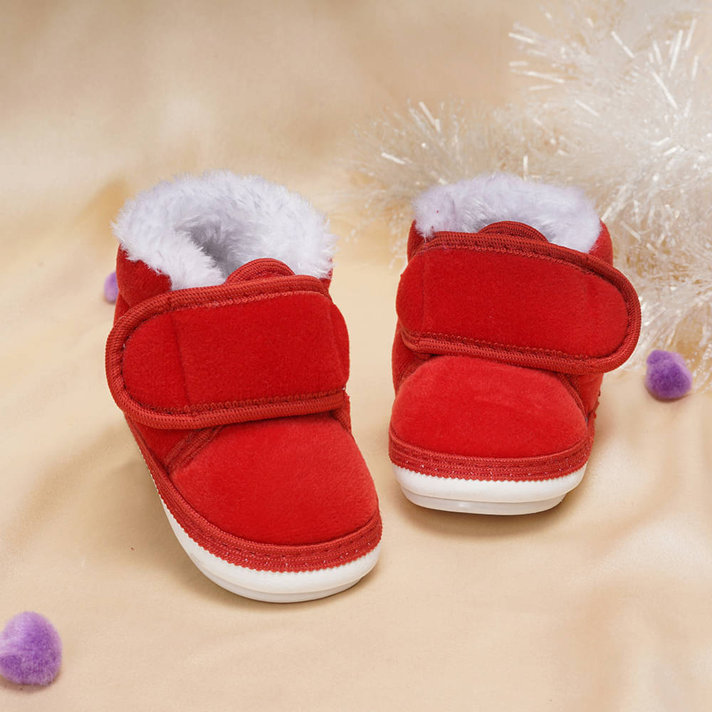     			Neska Moda - Red Booties For Baby Boy & Baby Girl 9-12 Months ( Pack of 1 )