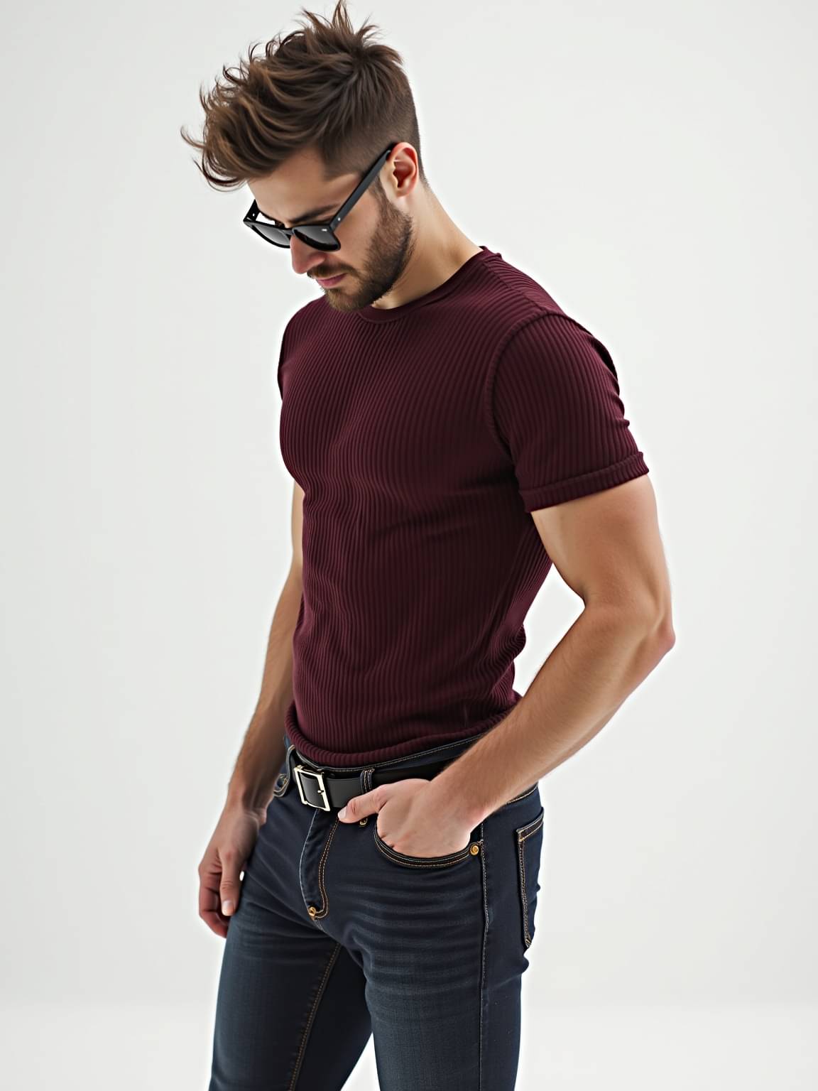     			fashion and youth Men Cotton Blend Regular Fit Solid T-Shirt ( Maroon )
