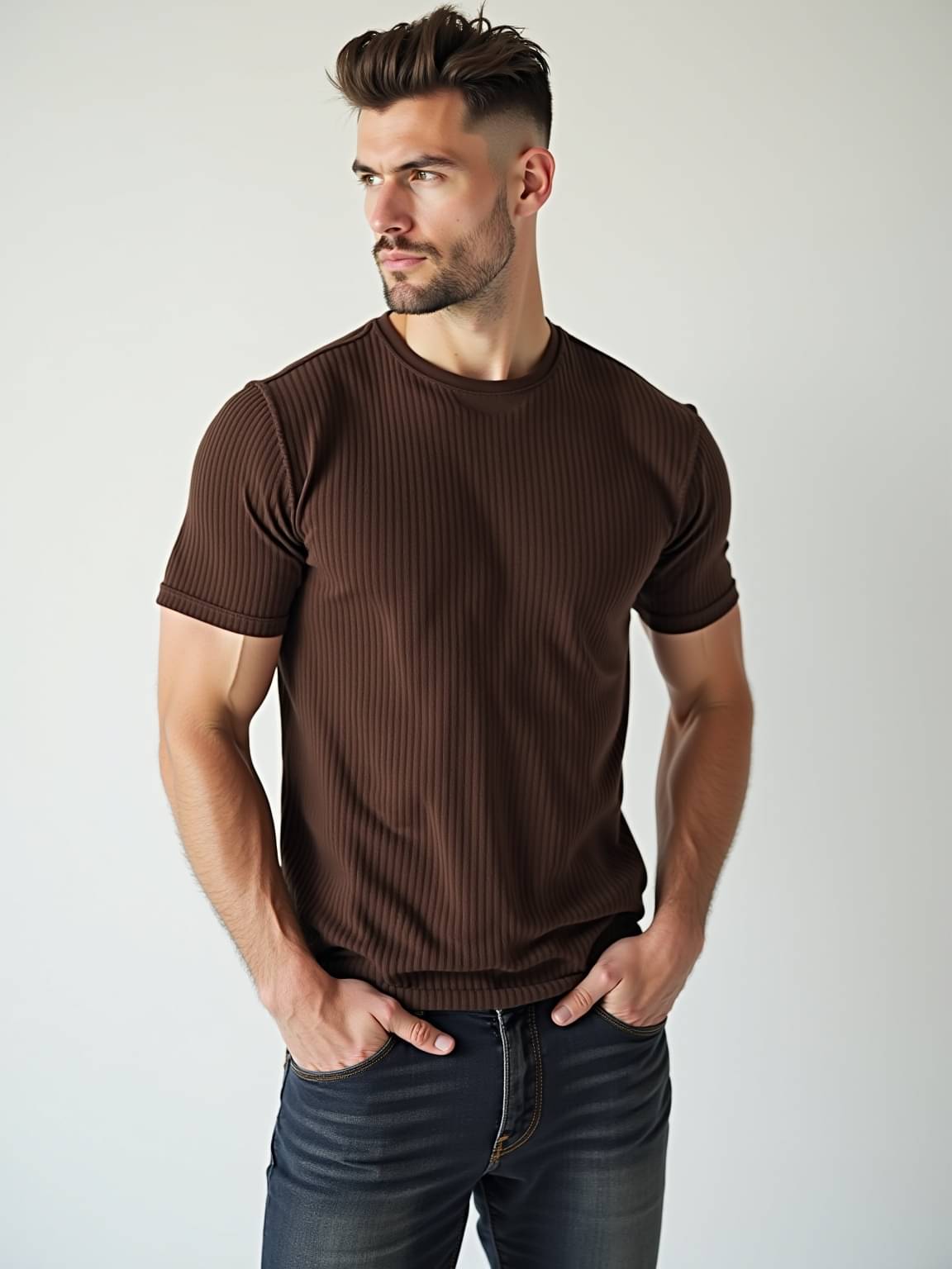 fashion and youth Men Cotton Blend Regular Fit Solid T-Shirt ( Brown ) fashion and youth Men Cotton Blend Regular Fit Solid T-Shirt ( Brown )