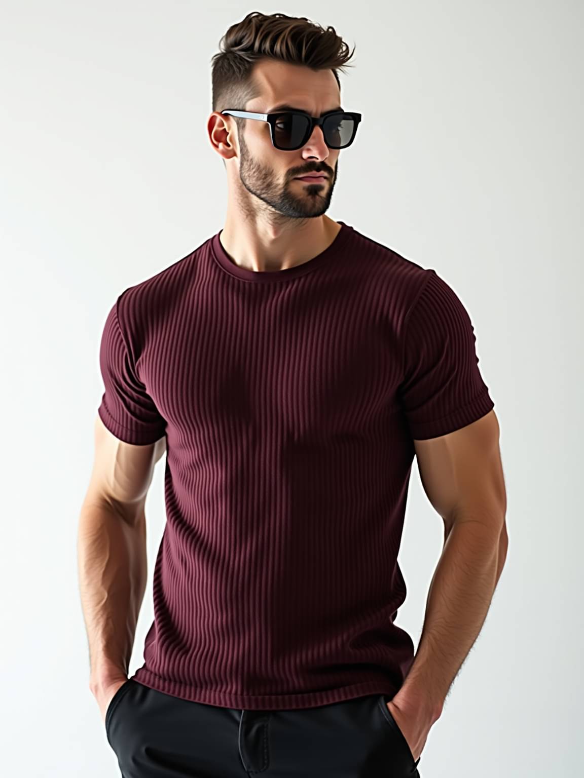     			fashion and youth Men Cotton Blend Regular Fit Solid T-Shirt ( Maroon )