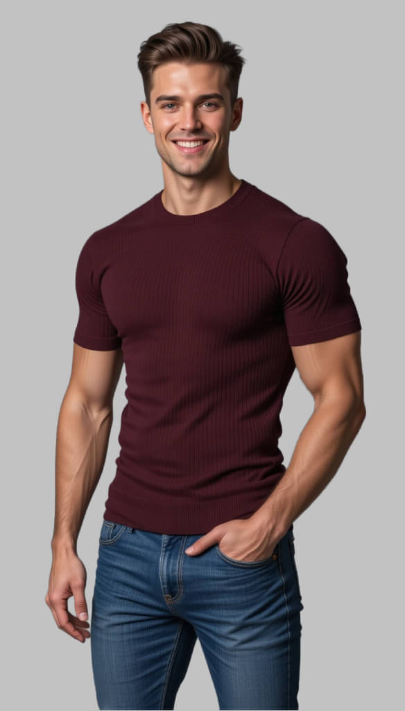     			fashion and youth Men Cotton Blend Regular Fit Solid T-Shirt ( Maroon )